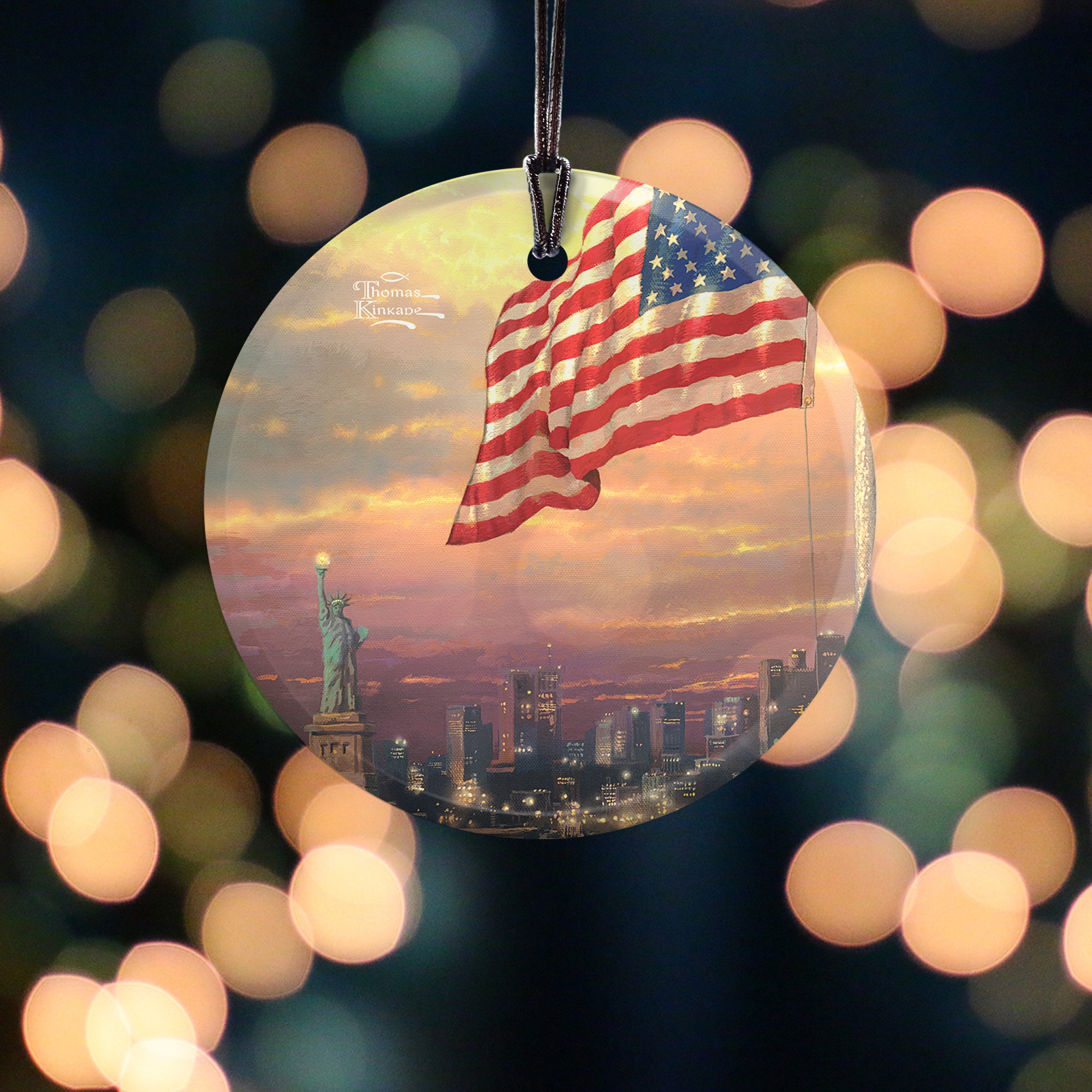 Thomas Kinkade Studios (Light of Freedom with Statue of Liberty) StarFire Prints™ Hanging Glass Print SPCIR456