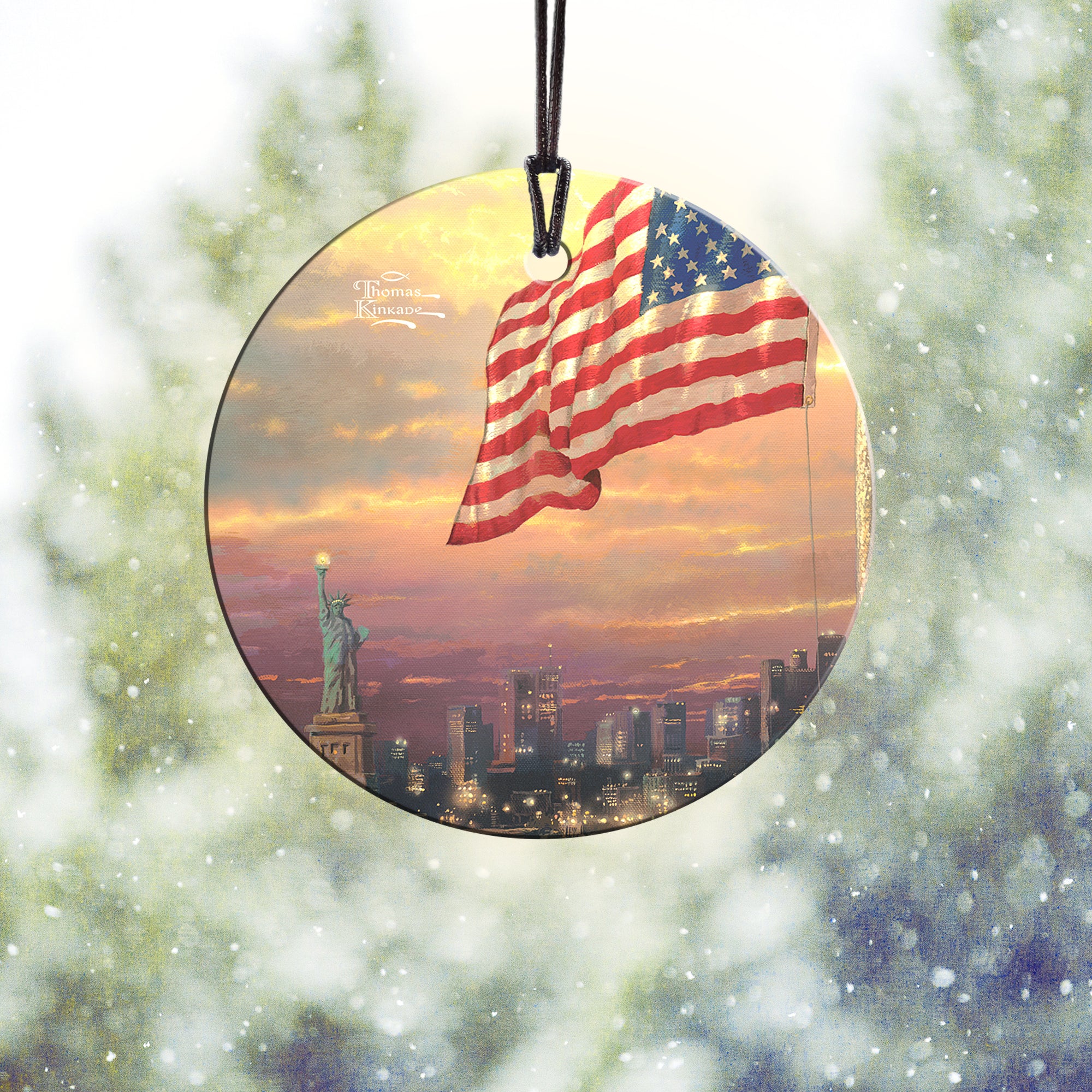 Thomas Kinkade Studios (Light of Freedom with Statue of Liberty) StarFire Prints™ Hanging Glass Print SPCIR456