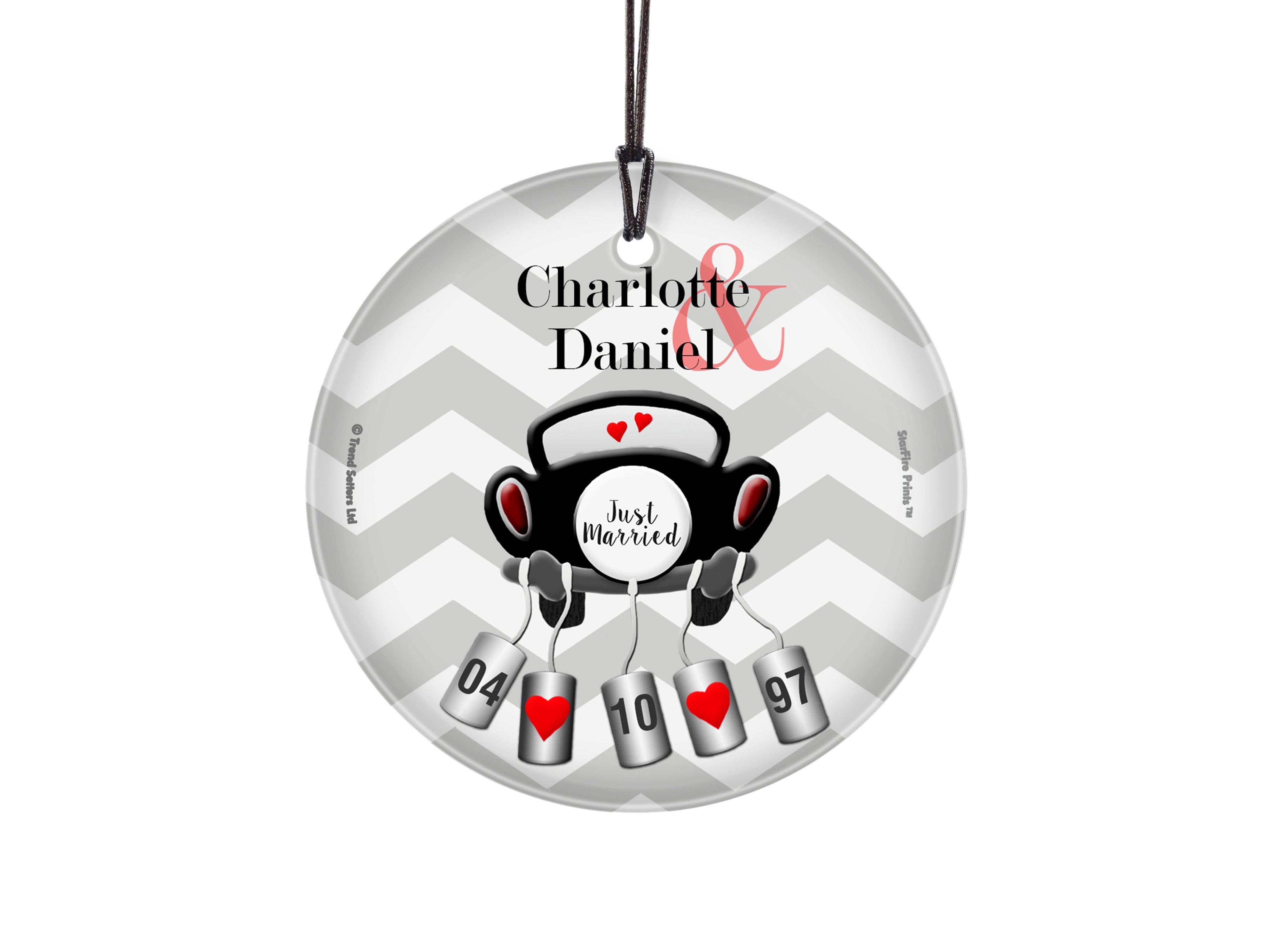 Wedding Collection (Just Married - Personalized) StarFire Prints™ Hanging Glass Print SPCIR547