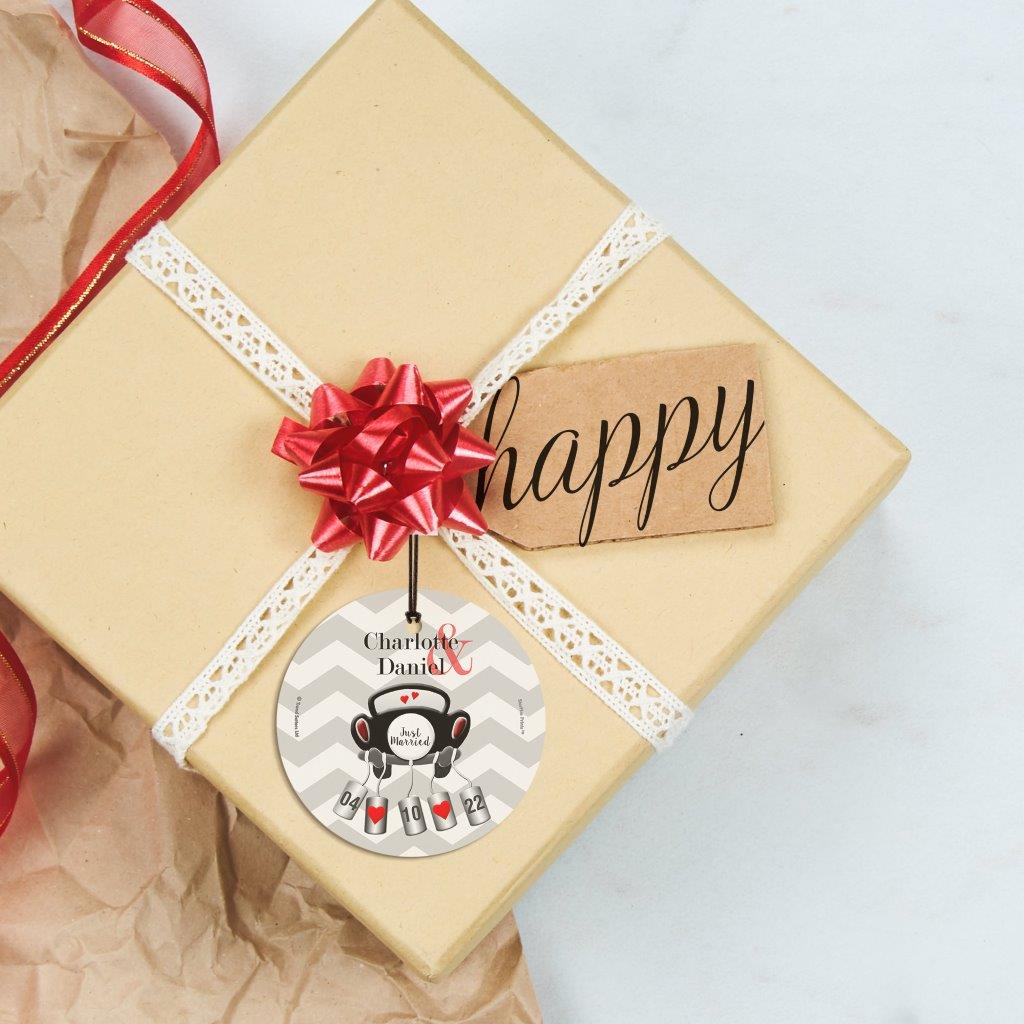 Wedding Collection (Just Married - Personalized) StarFire Prints™ Hanging Glass Print SPCIR547