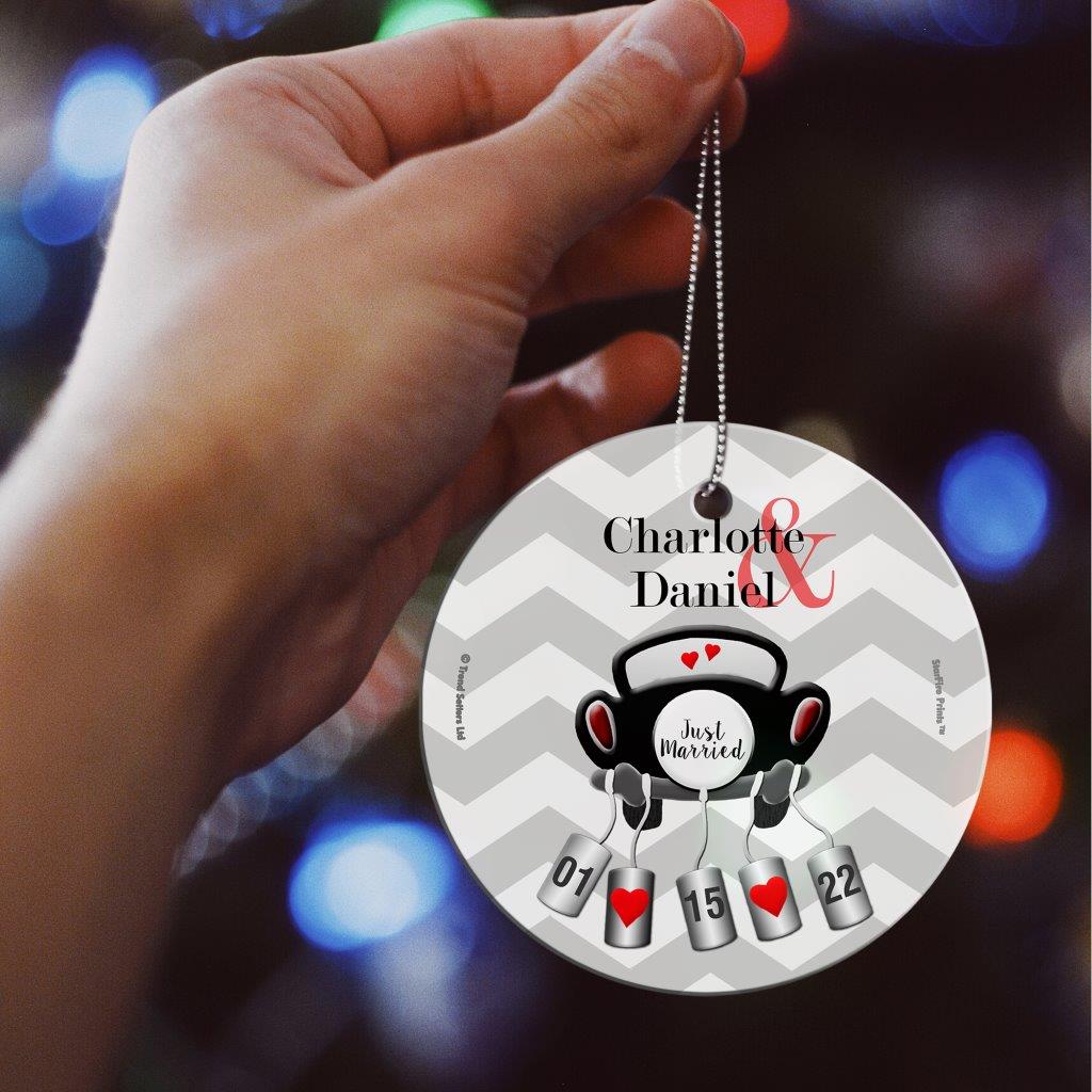 Wedding Collection (Just Married - Personalized) StarFire Prints™ Hanging Glass Print SPCIR547