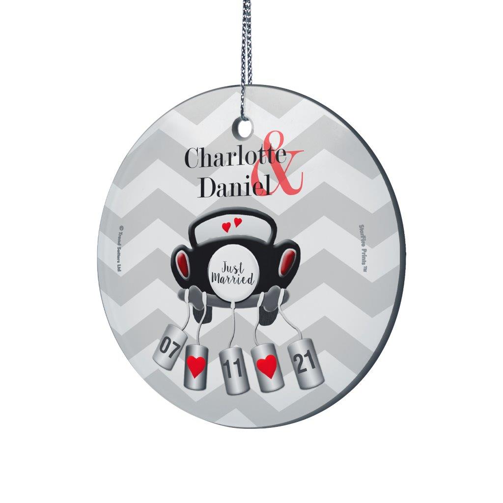 Wedding Collection (Just Married - Personalized) StarFire Prints™ Hanging Glass Print SPCIR547