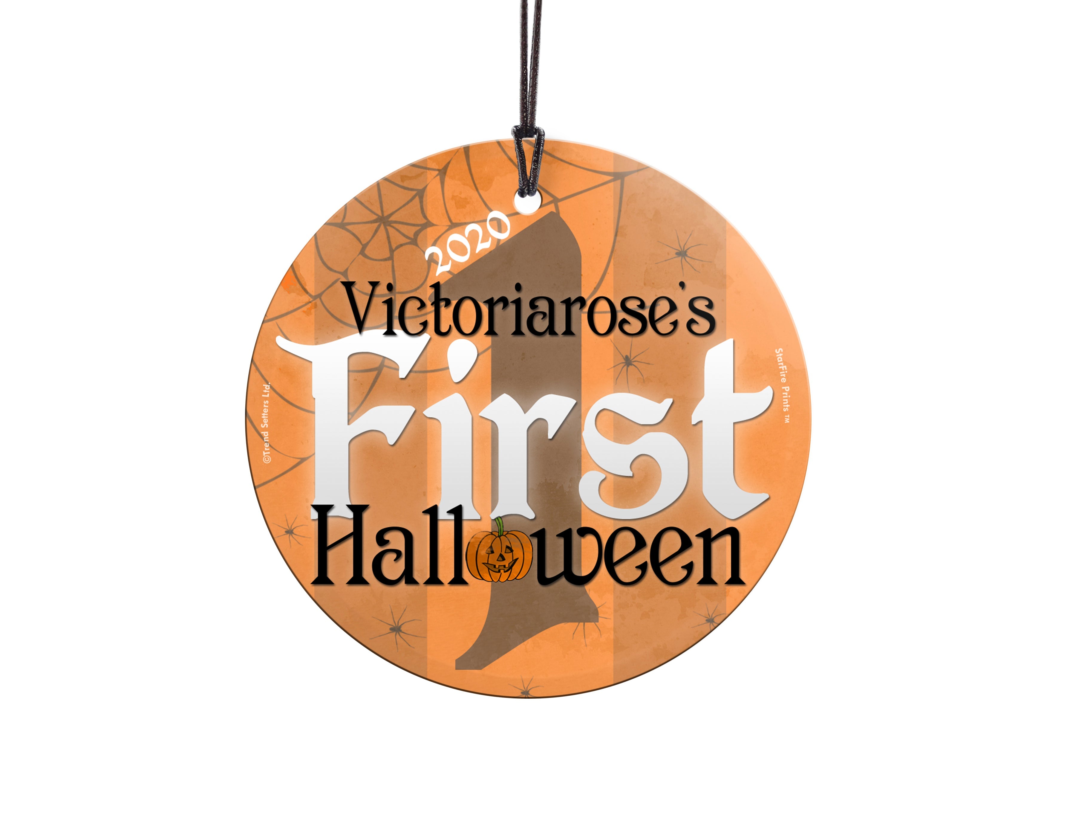Halloween Collection (Baby's First Halloween - Personalize with Name) StarFire Prints™ Hanging Glass Print