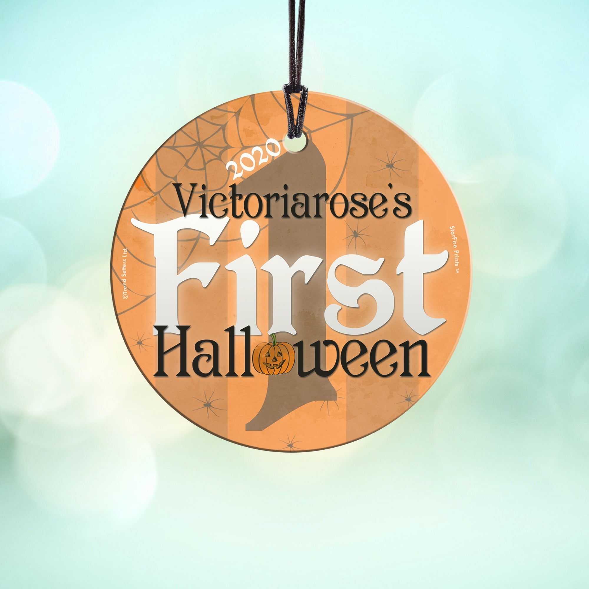 Halloween Collection (Baby's First Halloween - Personalize with Name) StarFire Prints™ Hanging Glass Print