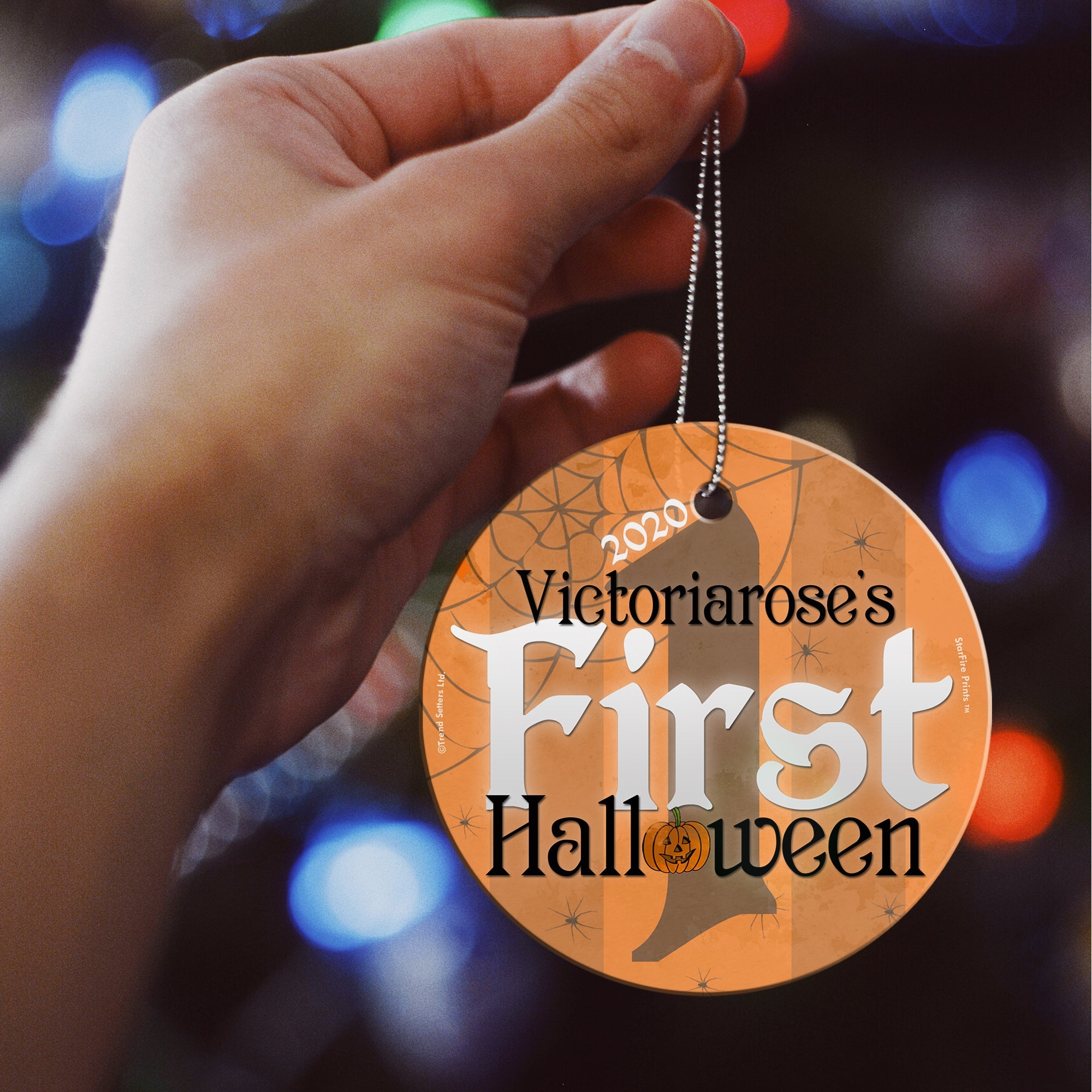 Halloween Collection (Baby's First Halloween - Personalize with Name) StarFire Prints™ Hanging Glass Print