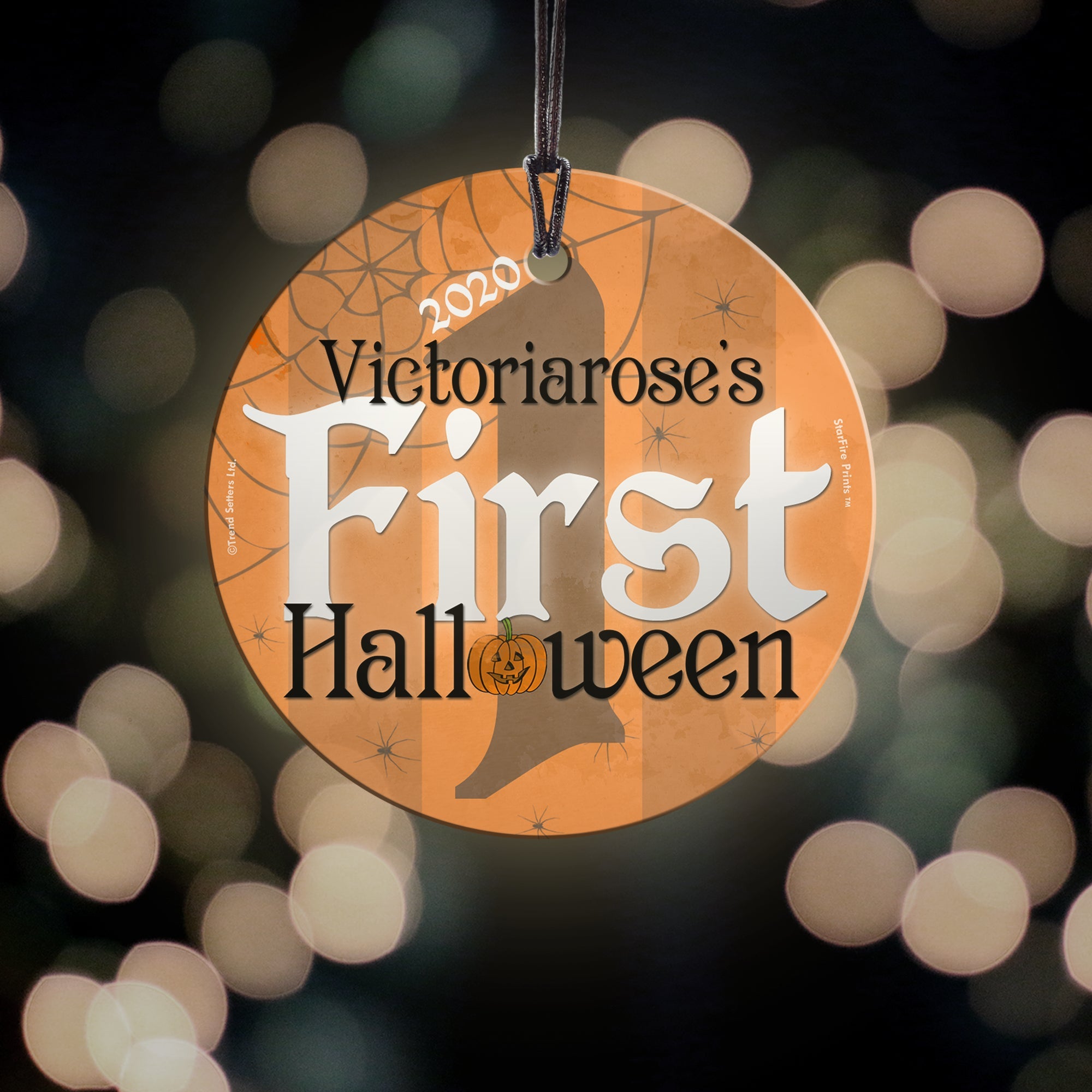 Halloween Collection (Baby's First Halloween - Personalize with Name) StarFire Prints™ Hanging Glass Print