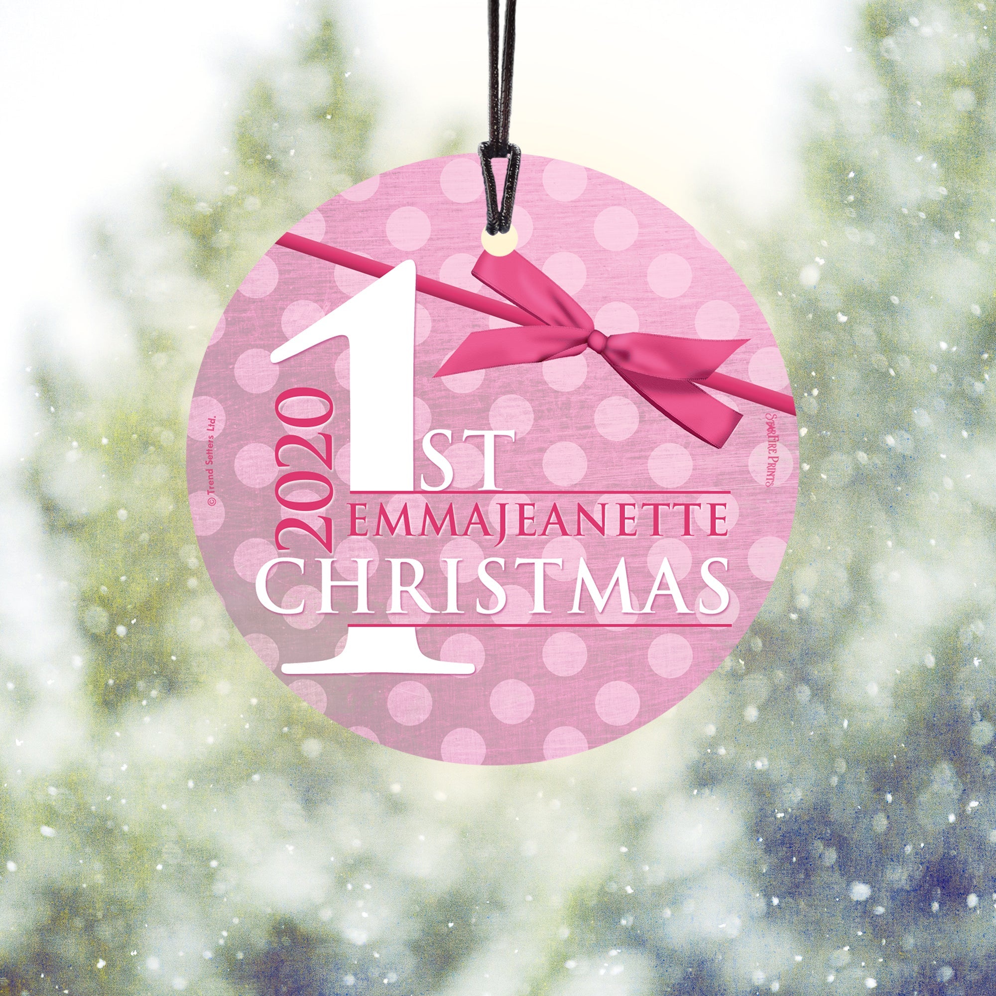 Christmas Collection (Baby Girls Personalized) StarFire Prints Hanging Glass Print SPCIR579