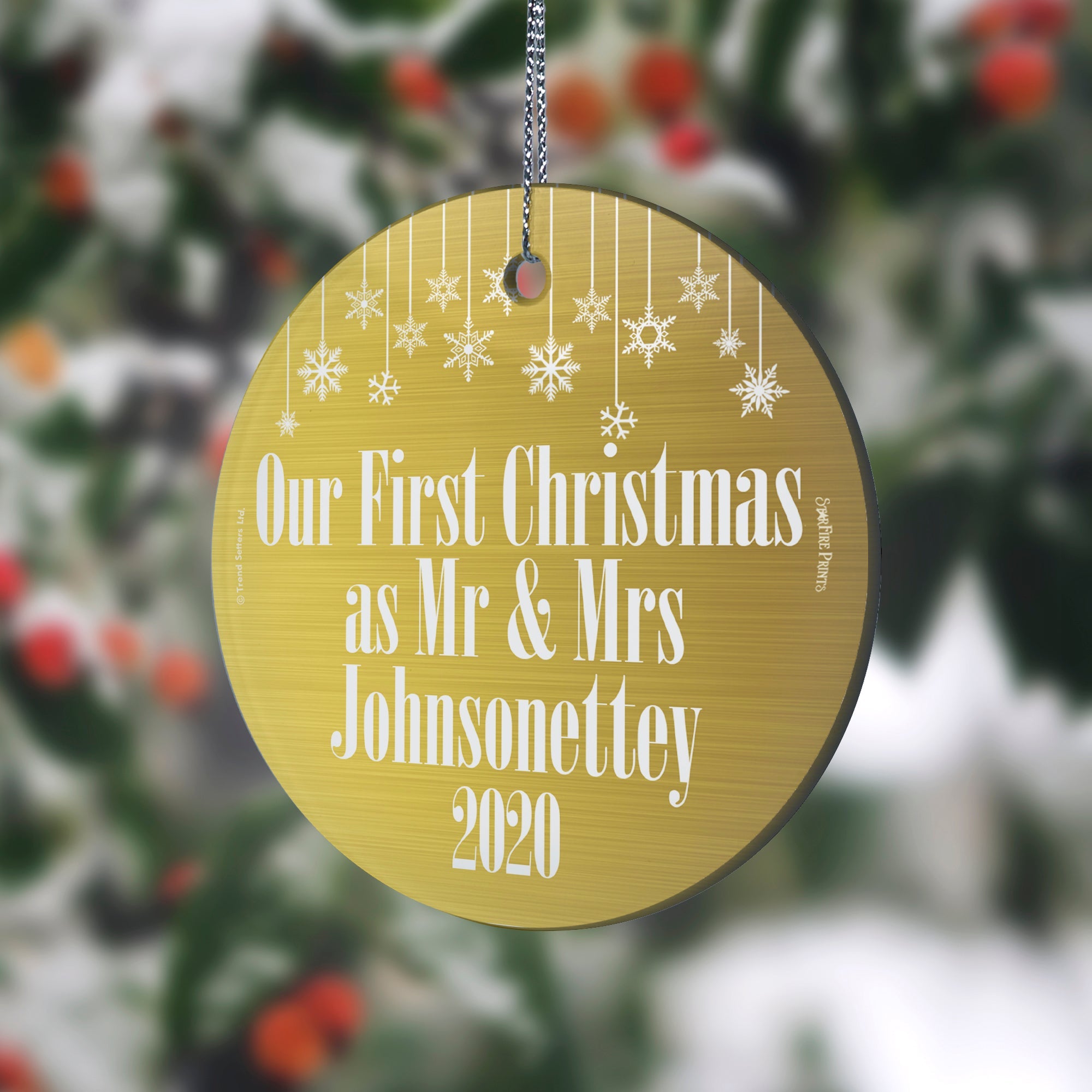 Wedding Collection (Mr. & Mrs - Personalized) StarFire Prints Hanging Glass Print SPCIR580