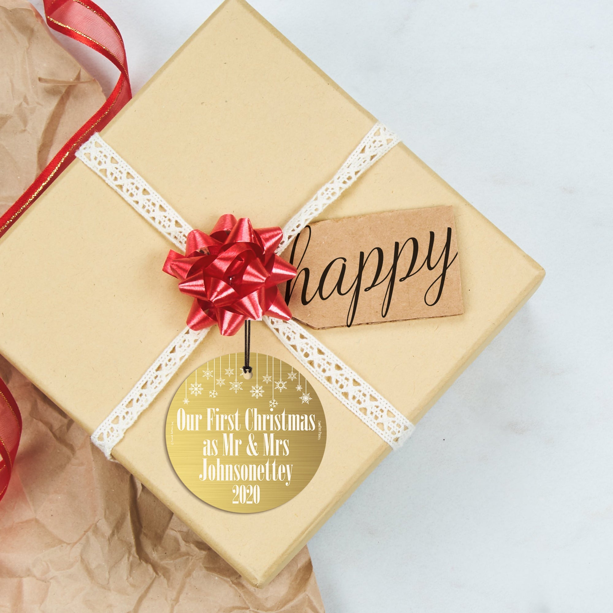 Wedding Collection (Mr. & Mrs - Personalized) StarFire Prints Hanging Glass Print SPCIR580