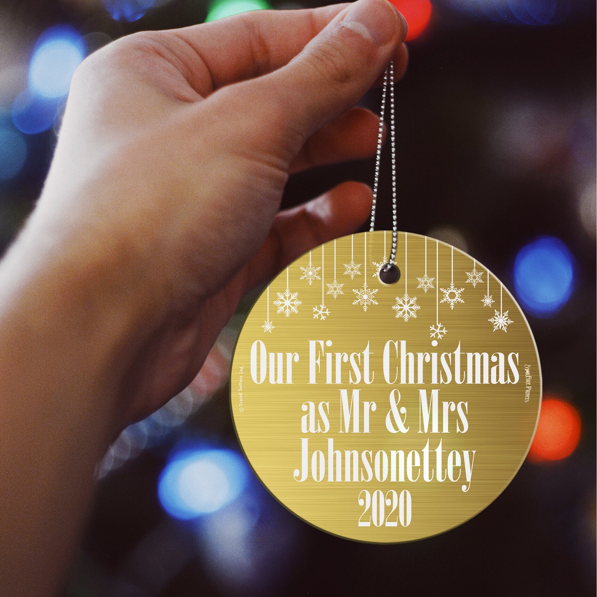 Wedding Collection (Mr. & Mrs - Personalized) StarFire Prints Hanging Glass Print SPCIR580