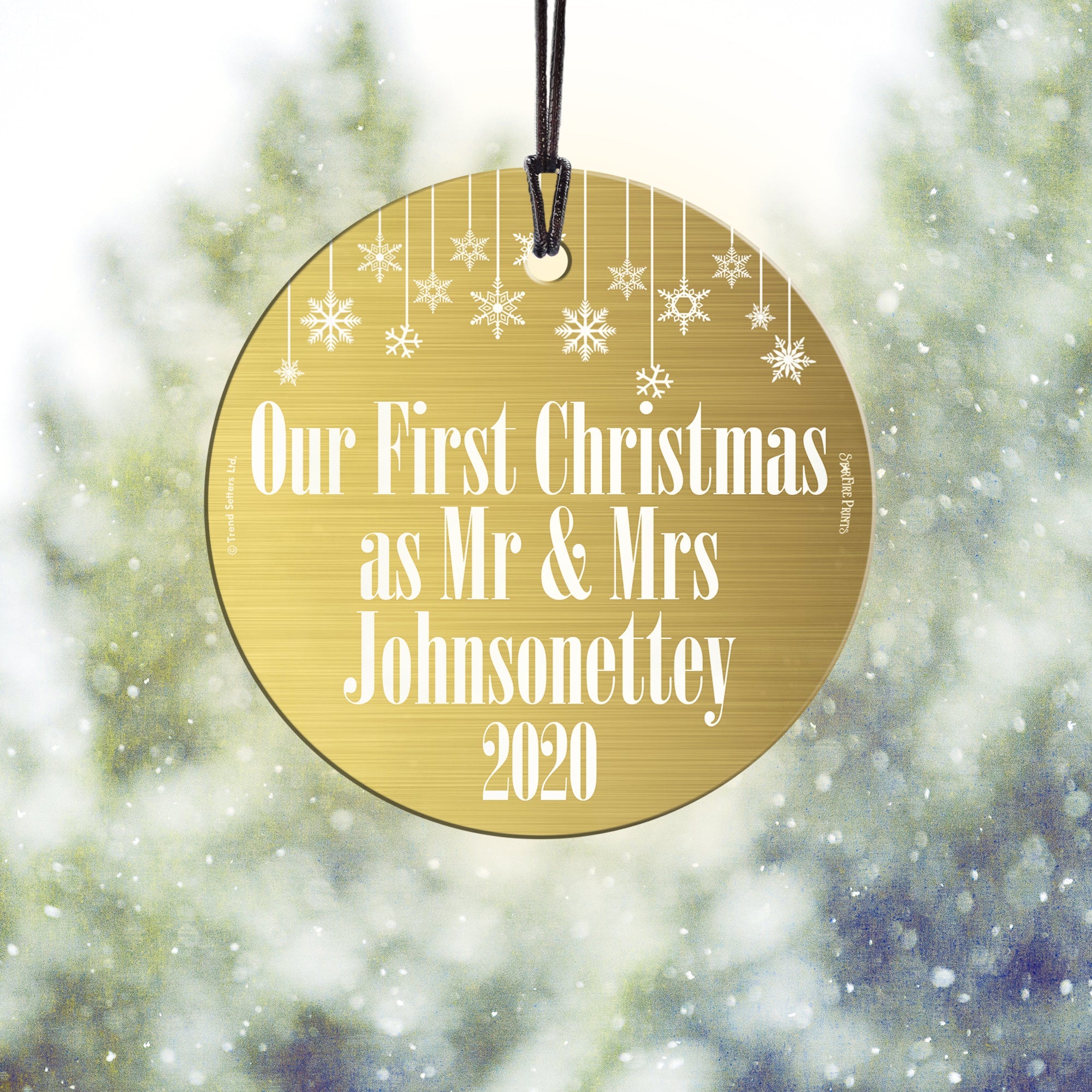 Wedding Collection (Mr. & Mrs - Personalized) StarFire Prints Hanging Glass Print SPCIR580