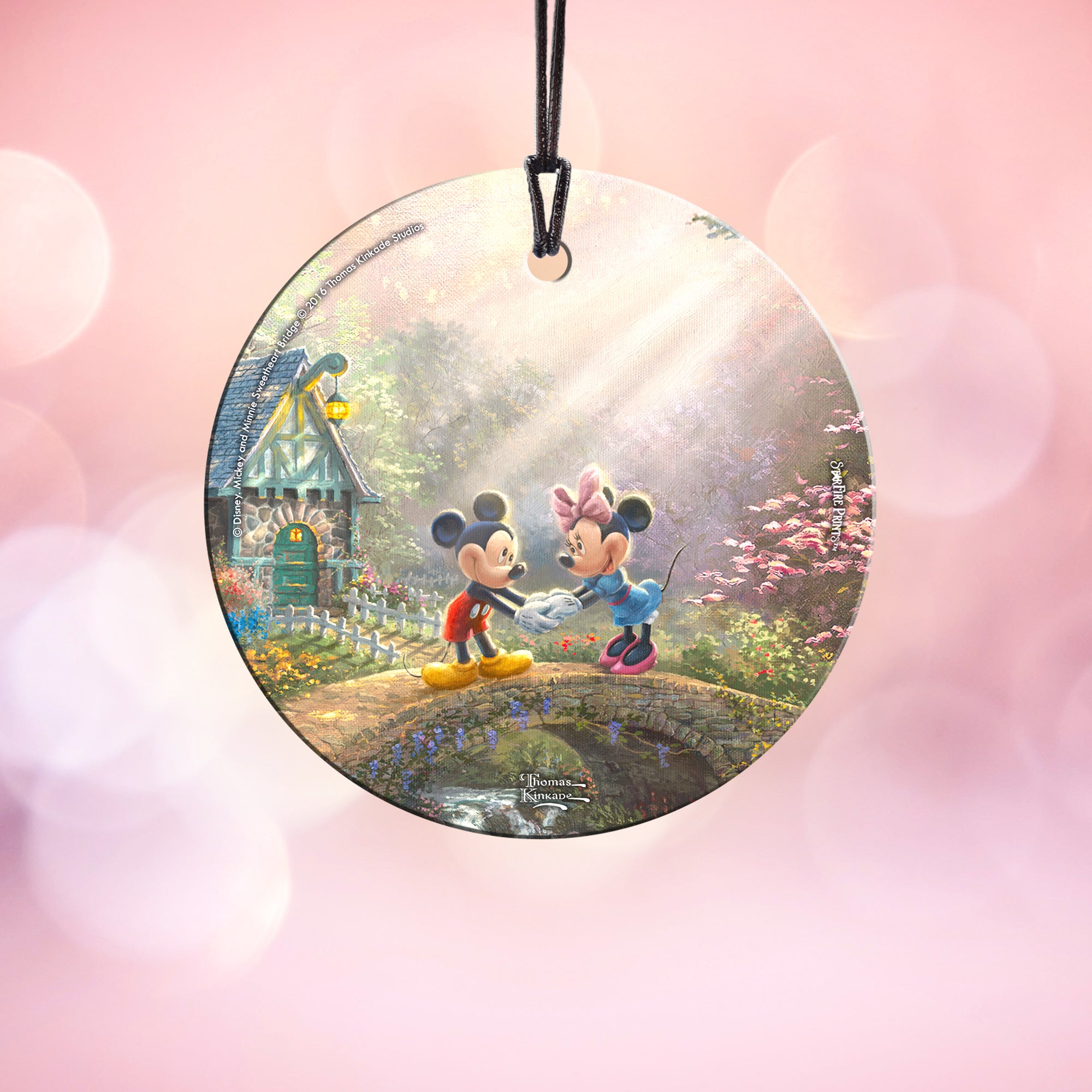 Disney (Mickey and Minnie Sweetheart Bridge) StarFire Prints™ Hanging Glass Print SPCIR658