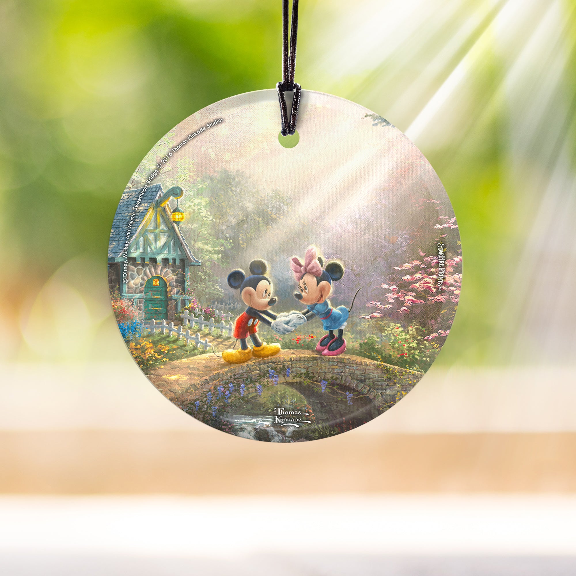 Disney (Mickey and Minnie Sweetheart Bridge) StarFire Prints™ Hanging Glass Print SPCIR658