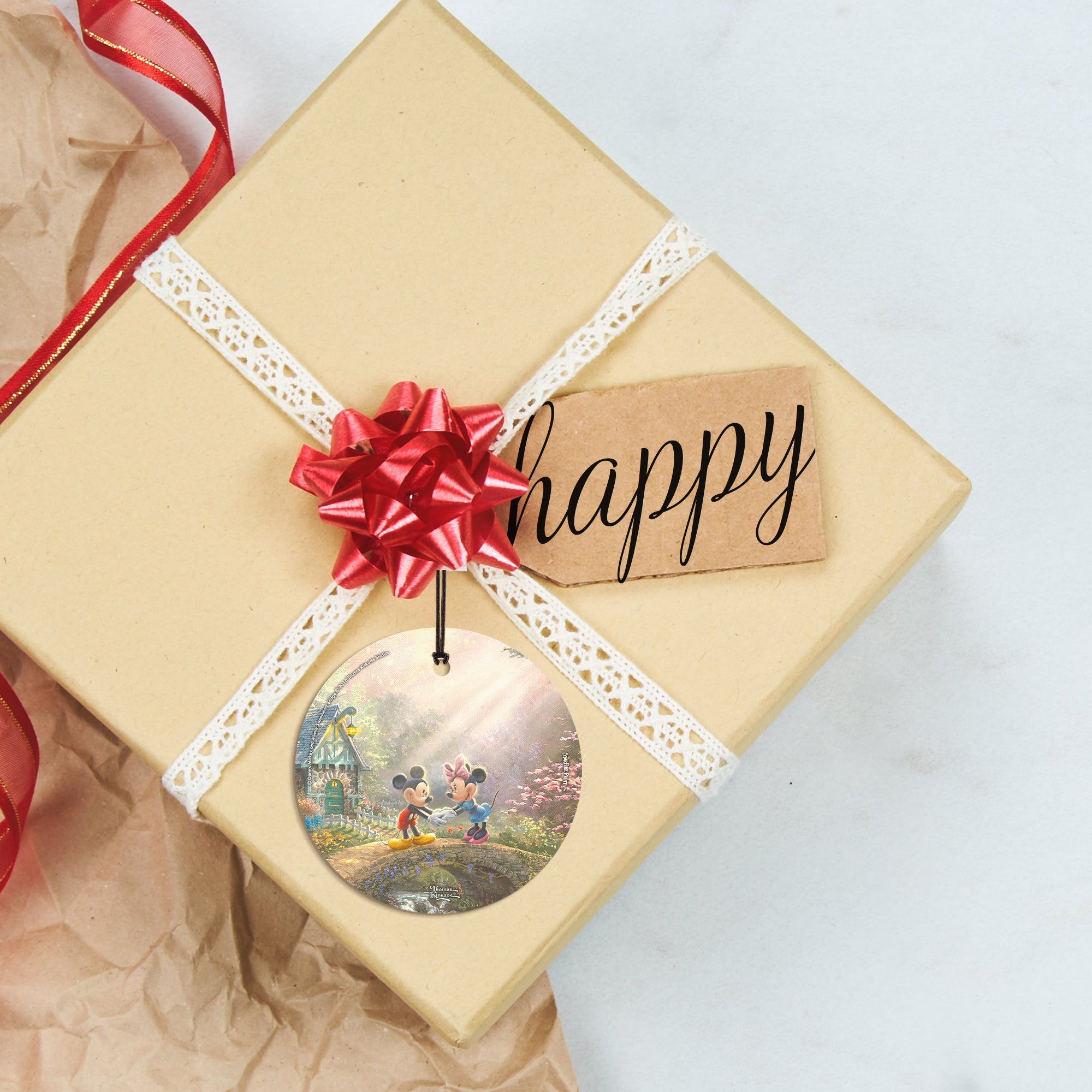 Disney (Mickey and Minnie Sweetheart Bridge) StarFire Prints™ Hanging Glass Print SPCIR658