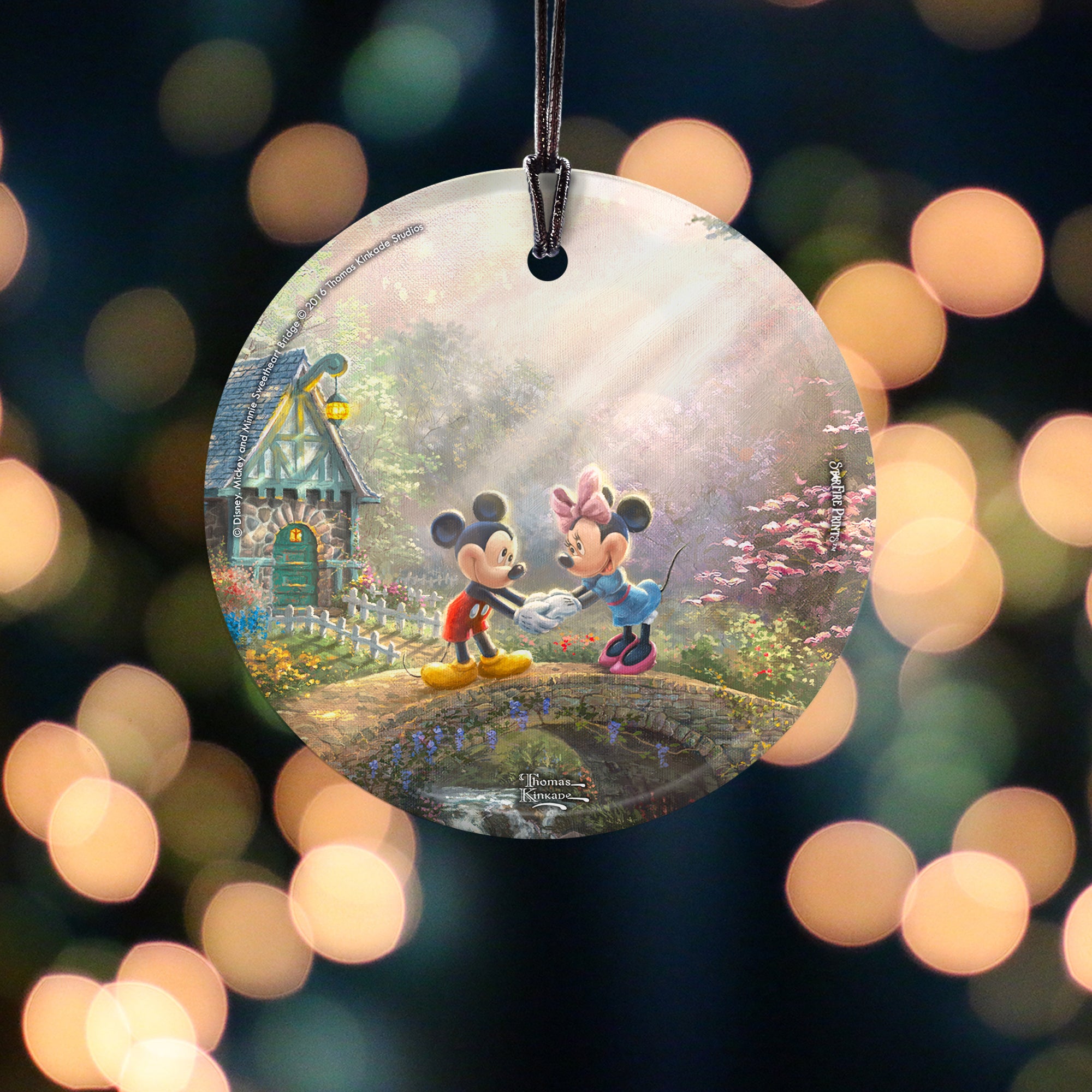 Disney (Mickey and Minnie Sweetheart Bridge) StarFire Prints™ Hanging Glass Print SPCIR658