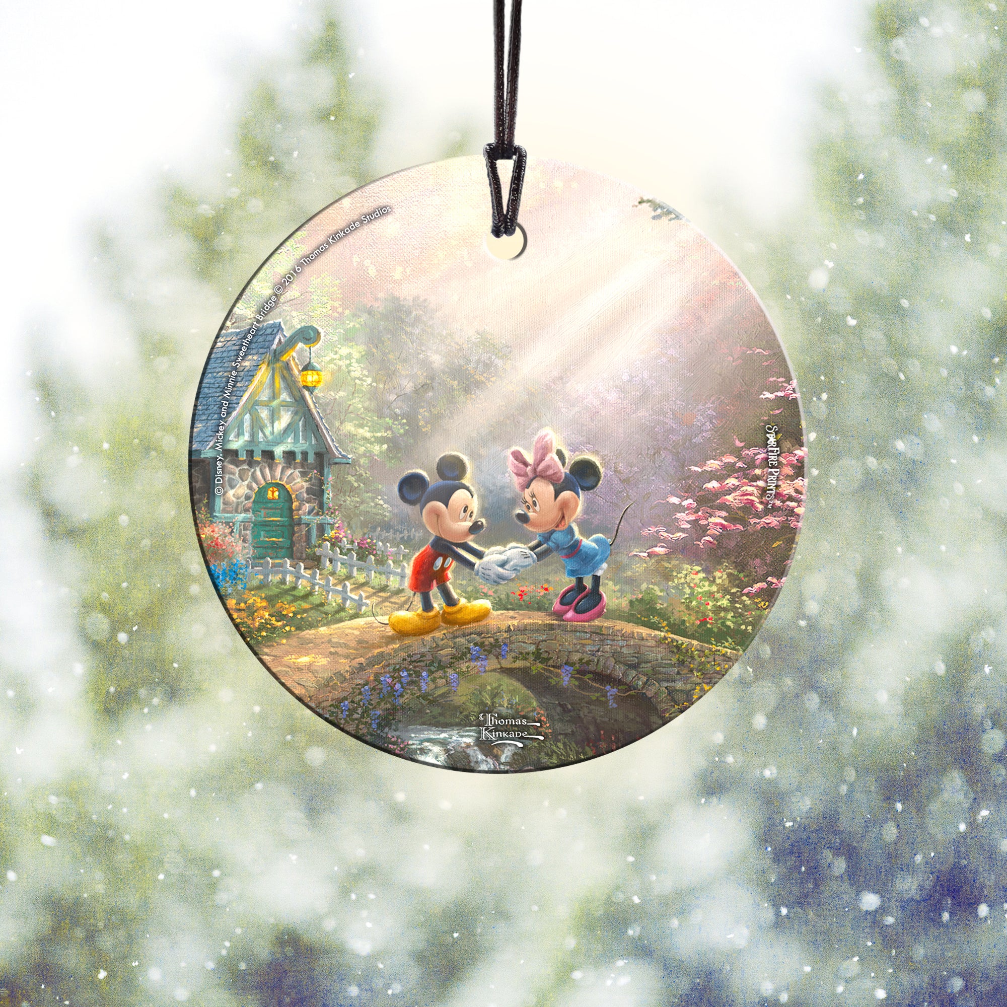Disney (Mickey and Minnie Sweetheart Bridge) StarFire Prints™ Hanging Glass Print SPCIR658