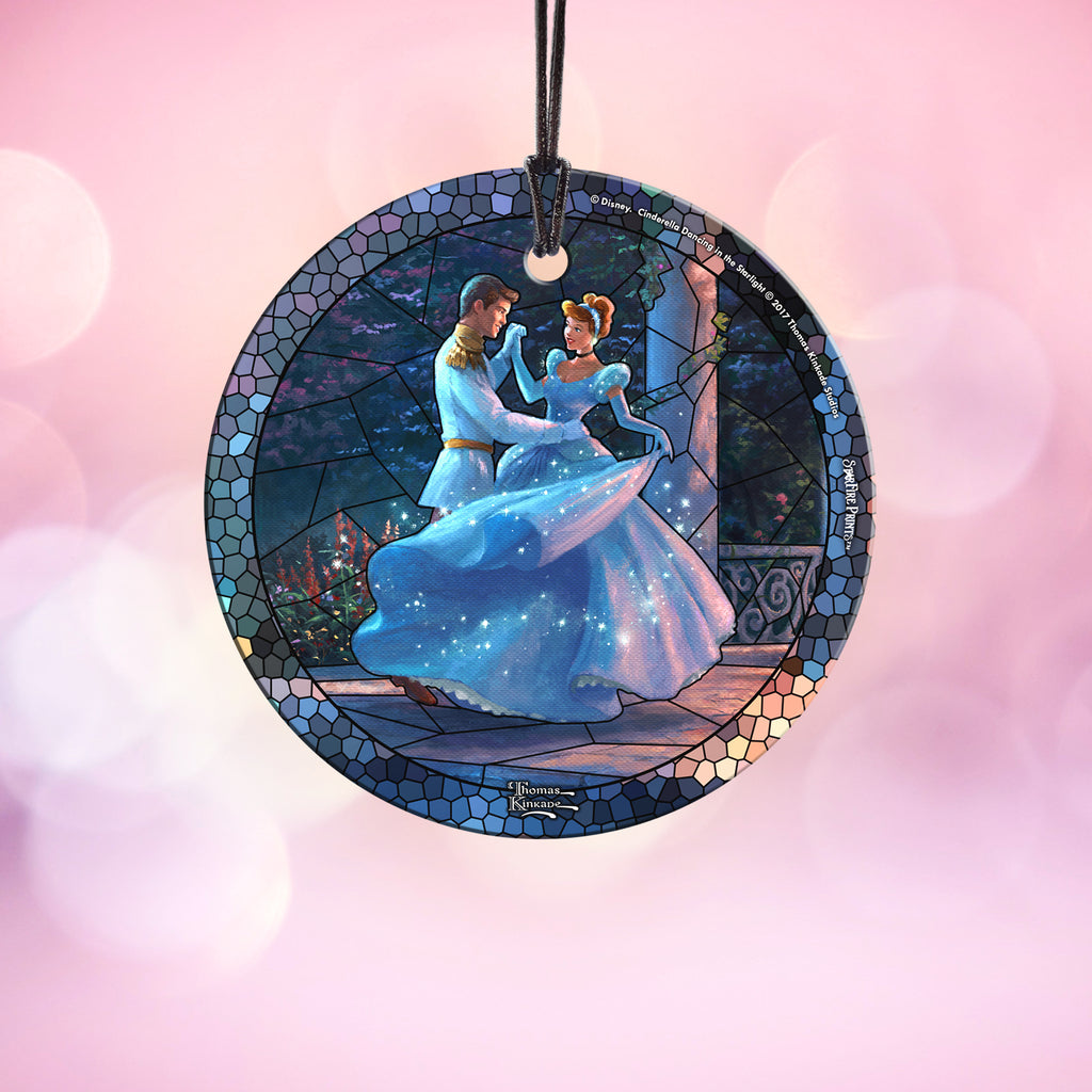 Disney (Cinderella Dancing in the Starlight - Stained Glass Print Style) StarFire Prints™ Hanging Glass Print SPCIR753