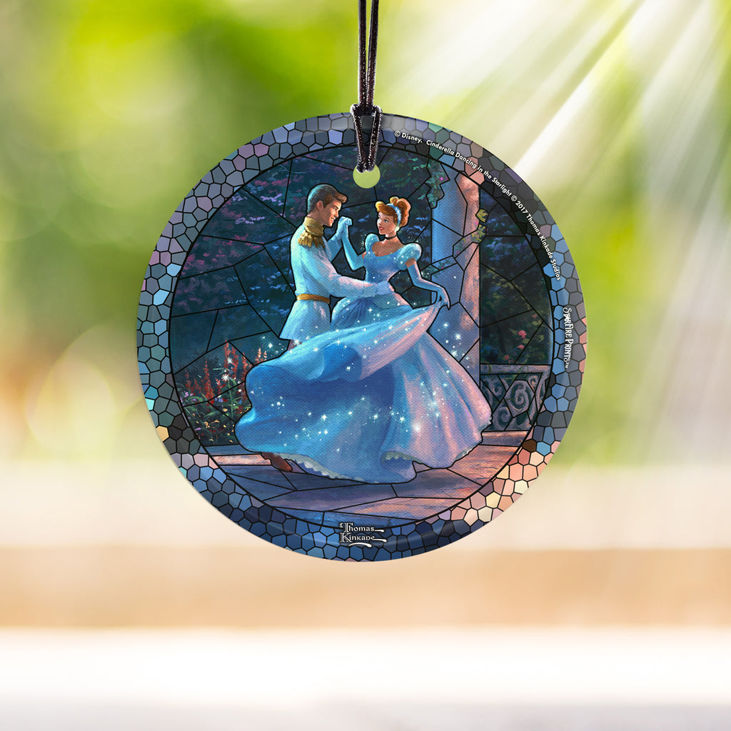 Disney (Cinderella Dancing in the Starlight - Stained Glass Print Style) StarFire Prints™ Hanging Glass Print SPCIR753