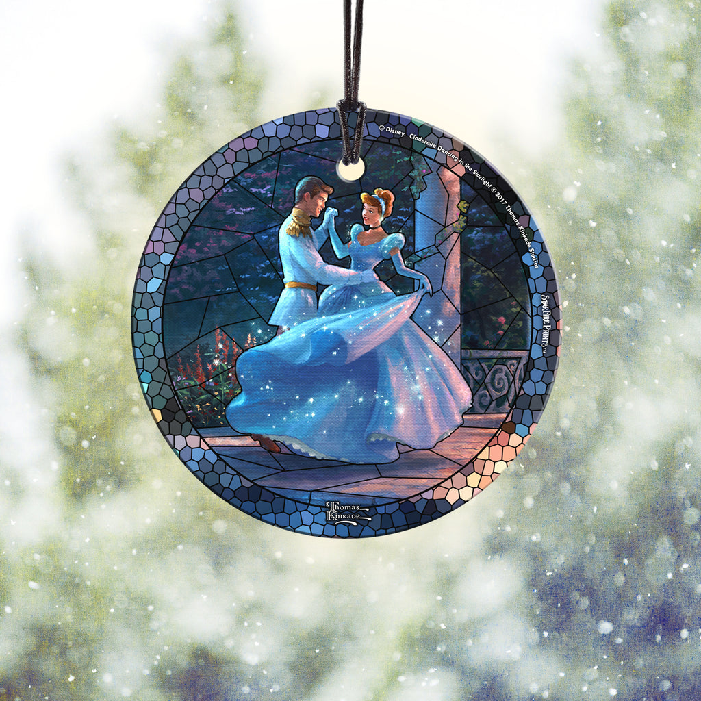 Disney (Cinderella Dancing in the Starlight - Stained Glass Print Style) StarFire Prints™ Hanging Glass Print SPCIR753