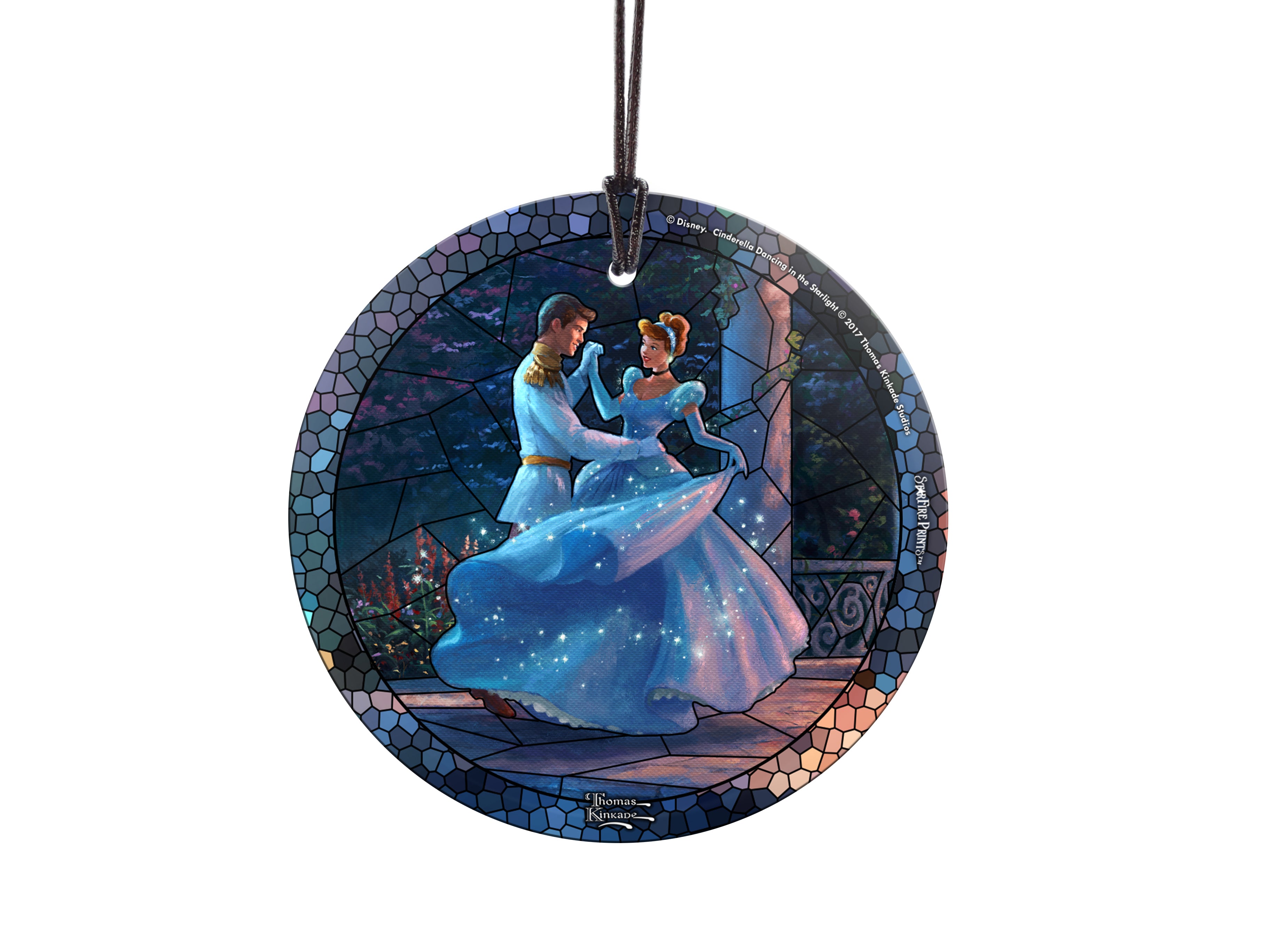 Disney (Cinderella Dancing in the Starlight - Stained Glass Print Style) StarFire Prints™ Hanging Glass Print SPCIR753