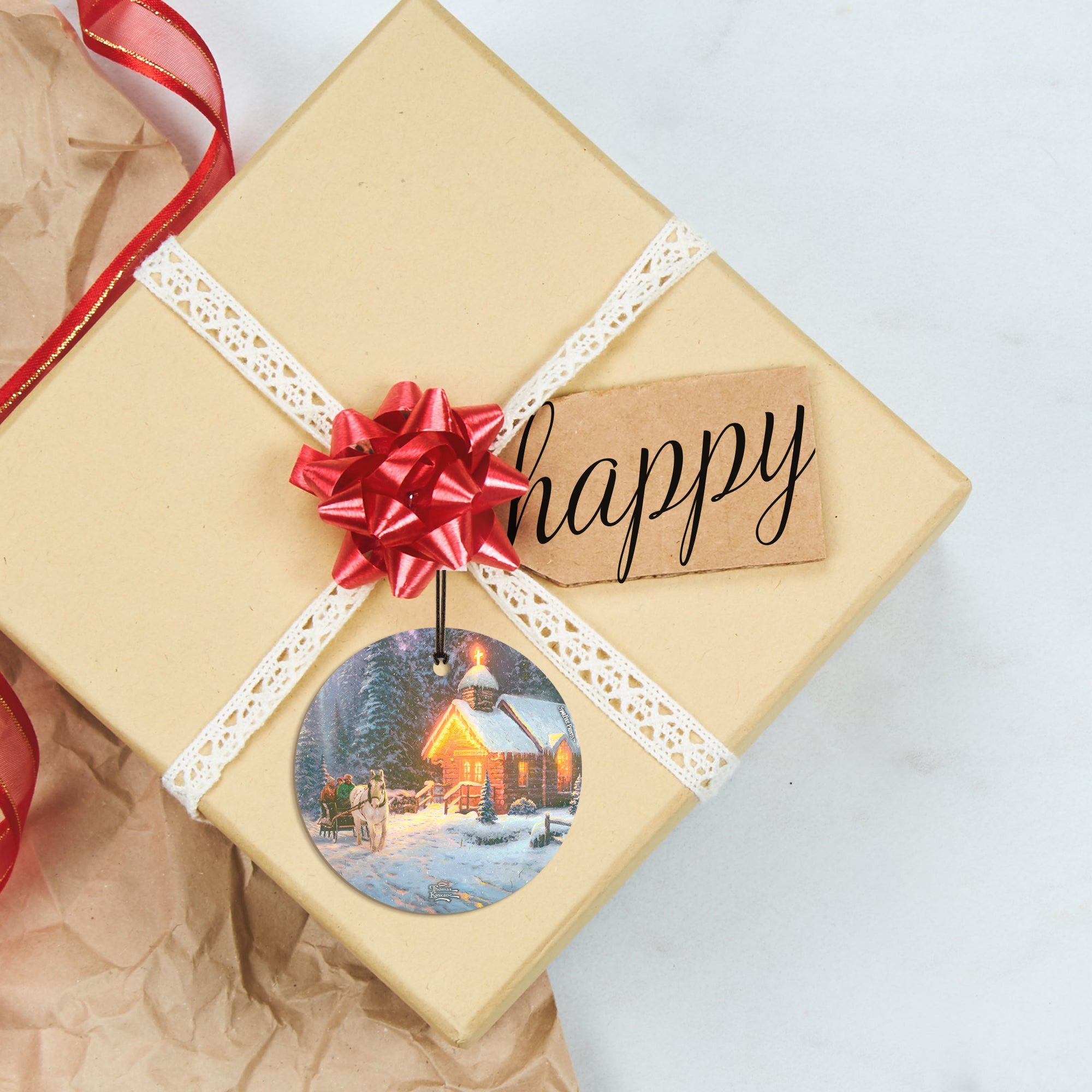 Thomas Kinkade Studios (Christmas Chapel) StarFire Prints™ Hanging Glass Print SPCIR765