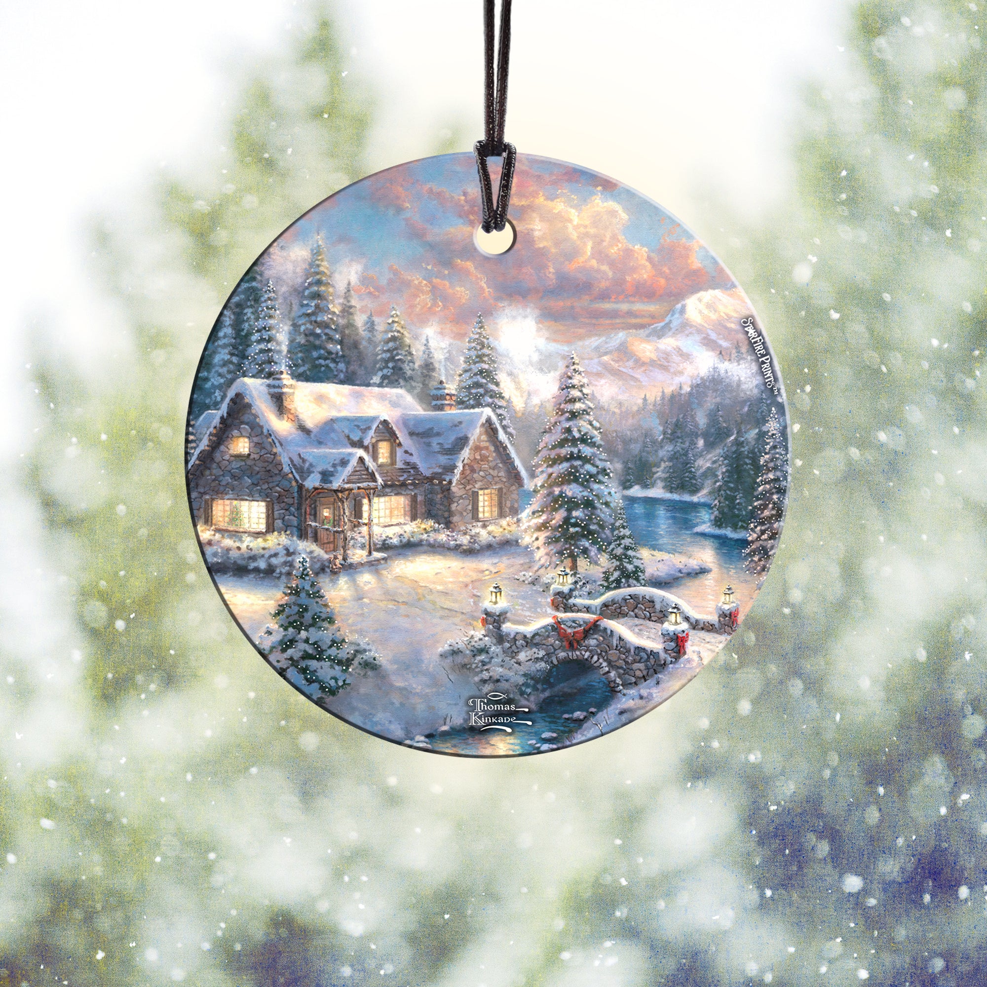 Thomas Kinkade Studios (High Country Christmas) StarFire Prints™ Hanging Glass Print SPCIR767