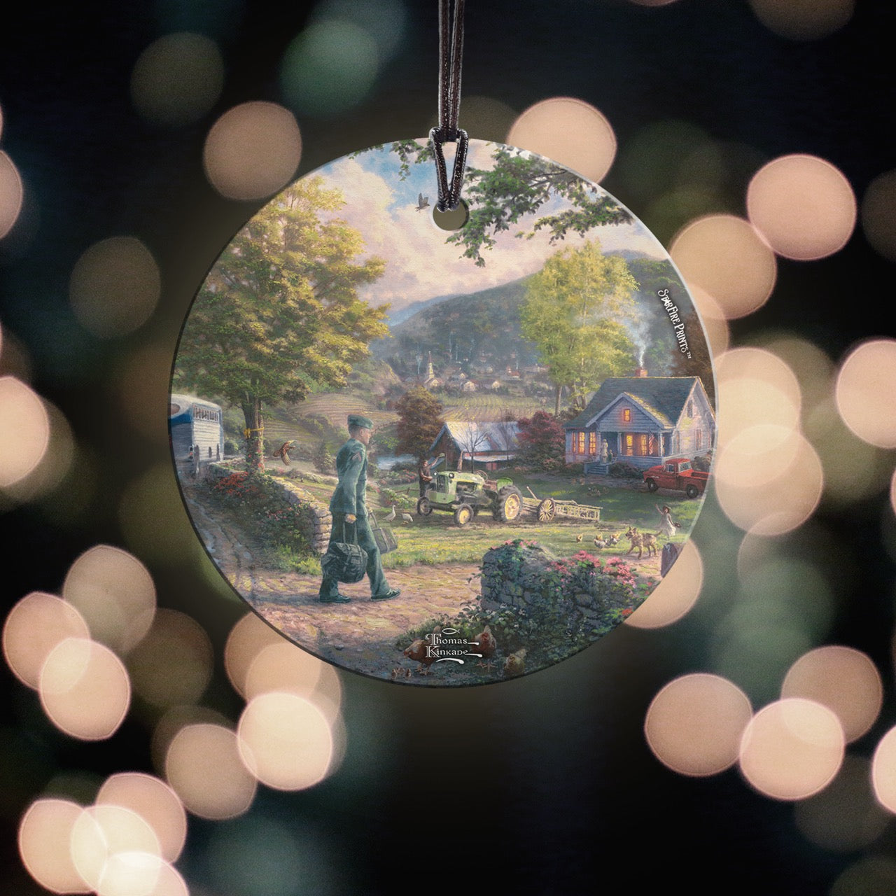 Thomas Kinkade (Homecoming Hero) StarFire Prints™ Hanging Glass Print SPCIR780