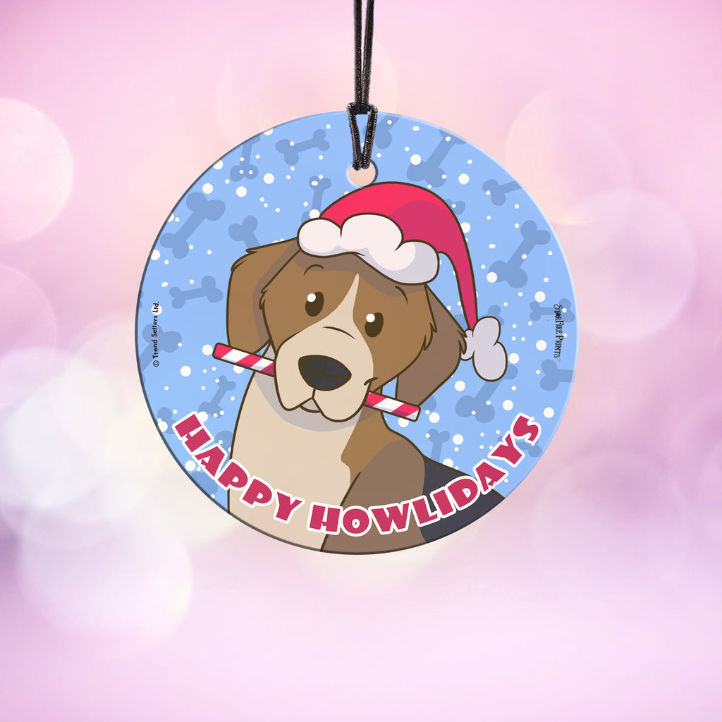 Christmas Collection (Happy Howlidays - Beagle) StarFire Prints™ Hanging Glass Print SPCIR787