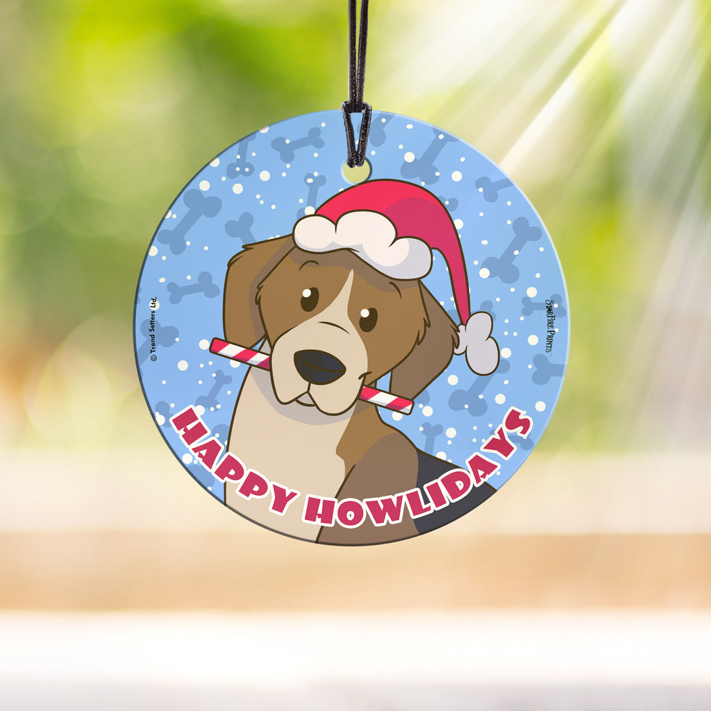 Christmas Collection (Happy Howlidays - Beagle) StarFire Prints™ Hanging Glass Print SPCIR787