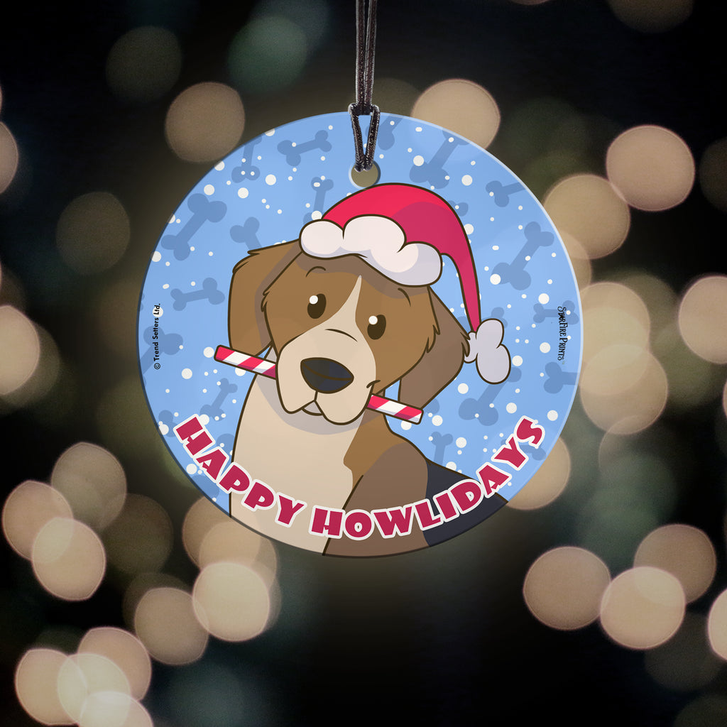 Christmas Collection (Happy Howlidays - Beagle) StarFire Prints™ Hanging Glass Print SPCIR787