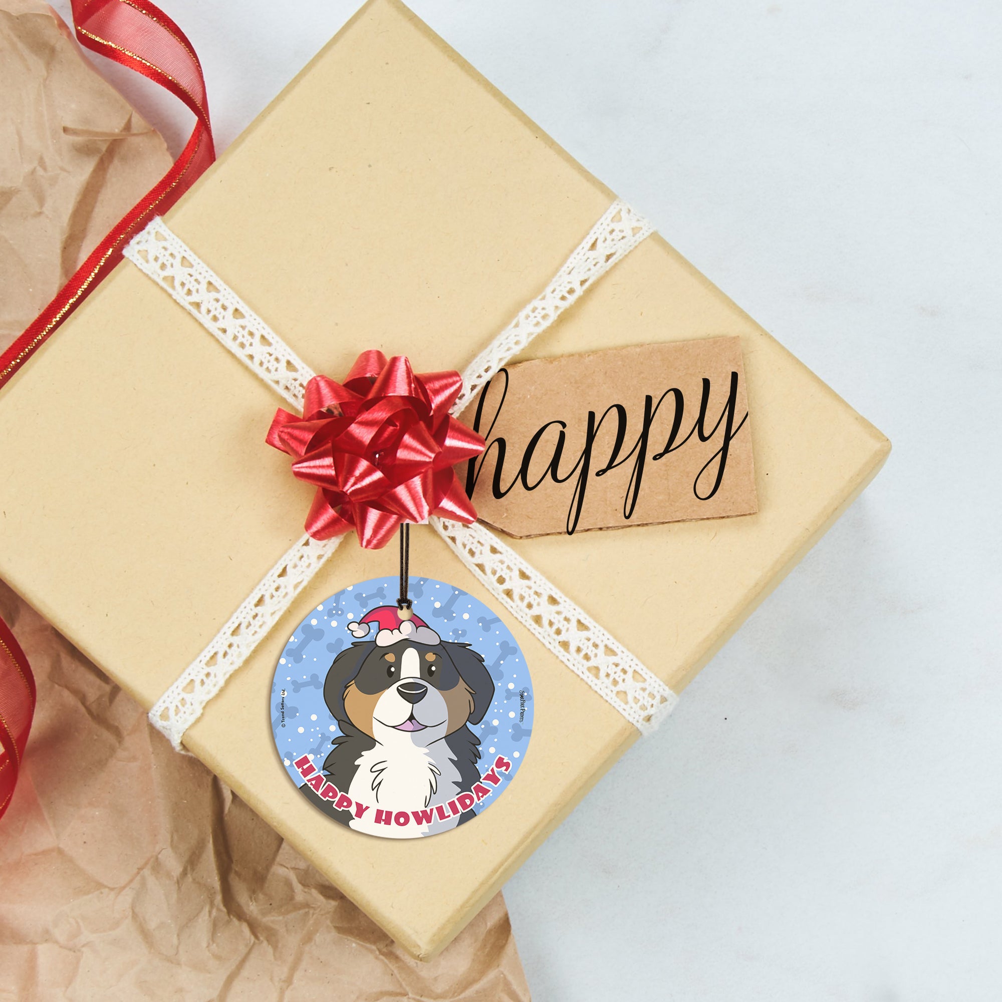 Christmas Collection (Happy Howlidays - Beagle) StarFire Prints™ Hanging Glass Print SPCIR788