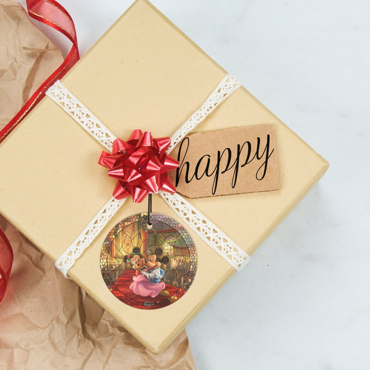 Disney (Mickey and Minnie in Hollywood – Stained Glass) StarFire Prints™ Hanging Glass Print SPCIR797