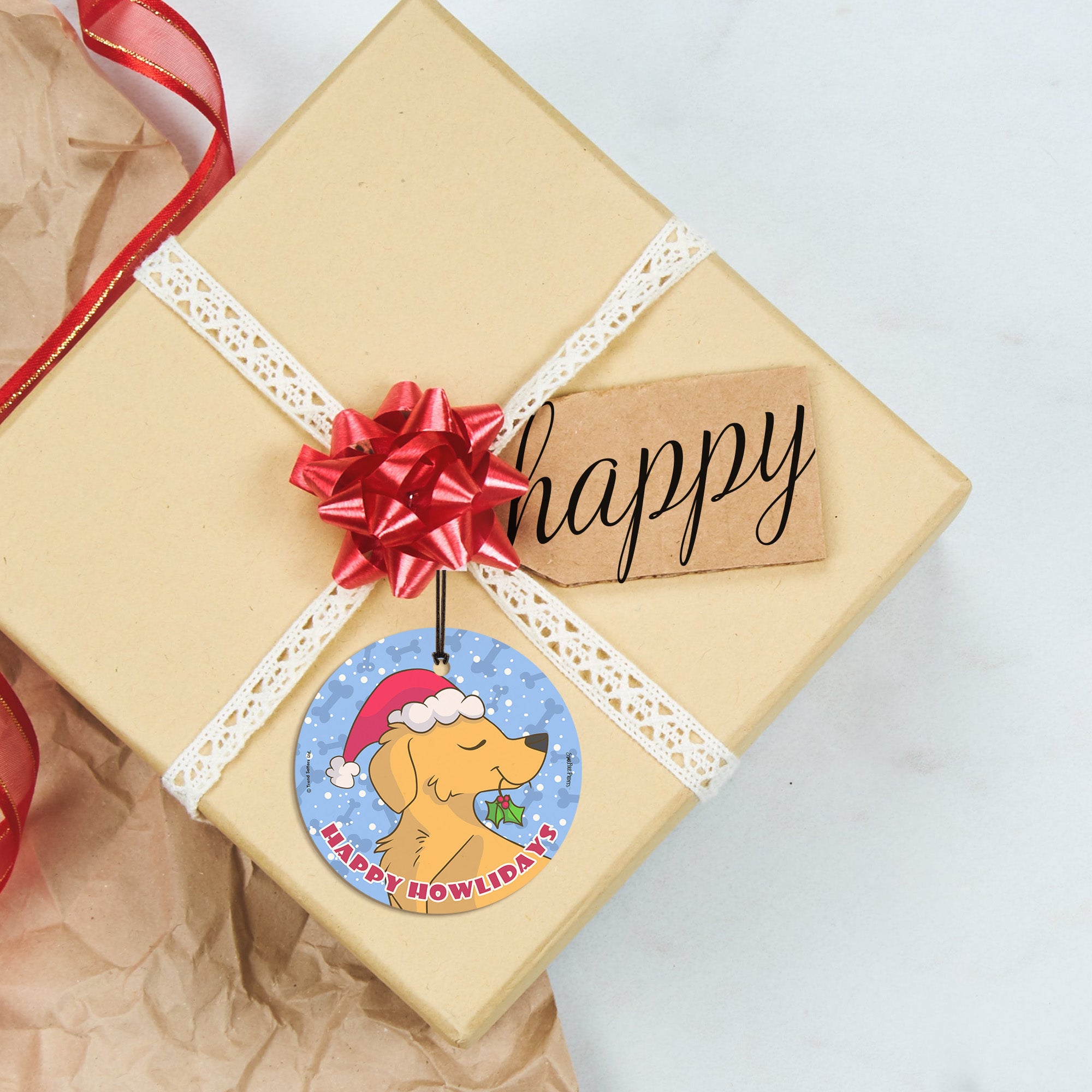 Christmas Collection (Happy Howlidays - Beagle) StarFire Prints™ Hanging Glass Print SPCIR805