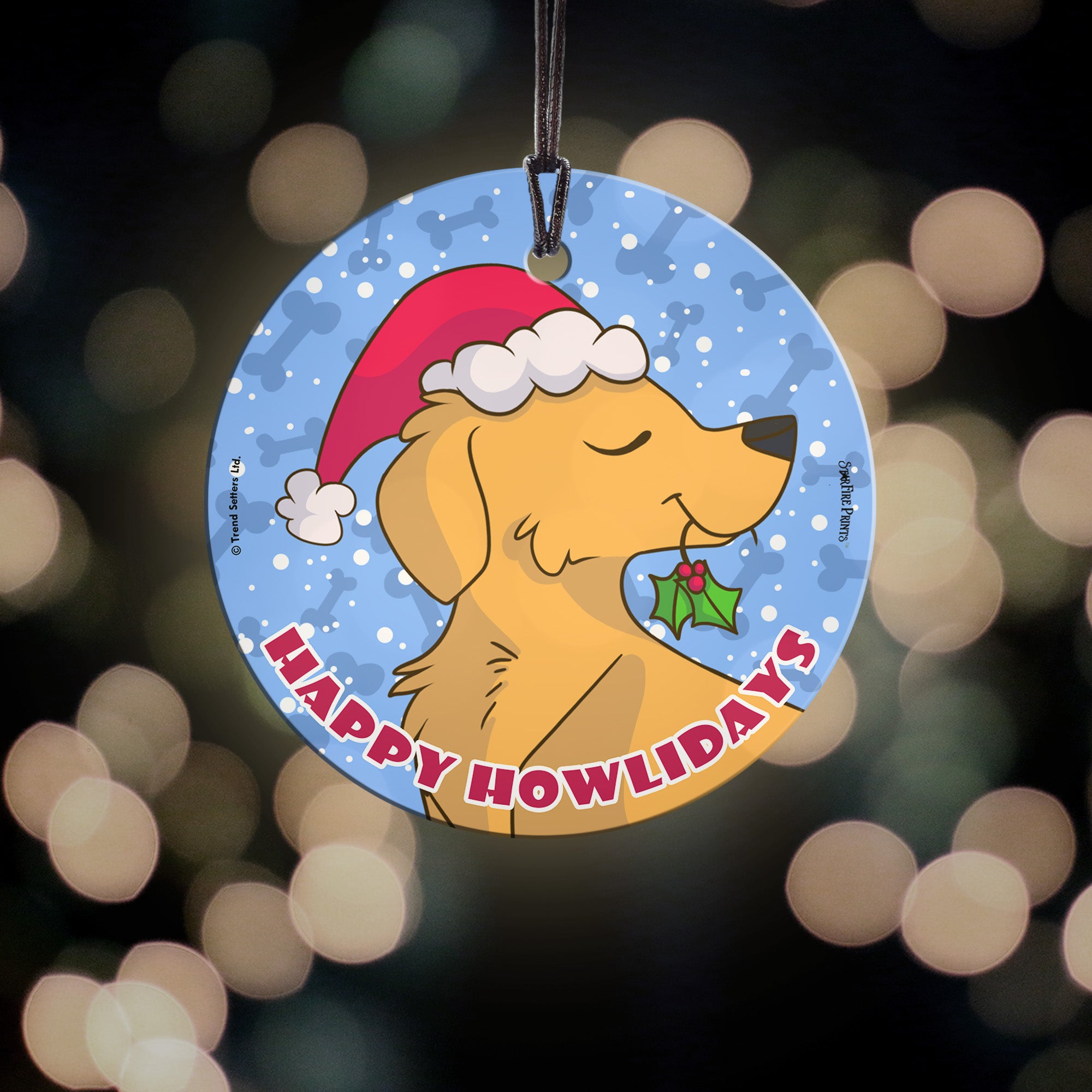 Christmas Collection (Happy Howlidays - Beagle) StarFire Prints™ Hanging Glass Print SPCIR805