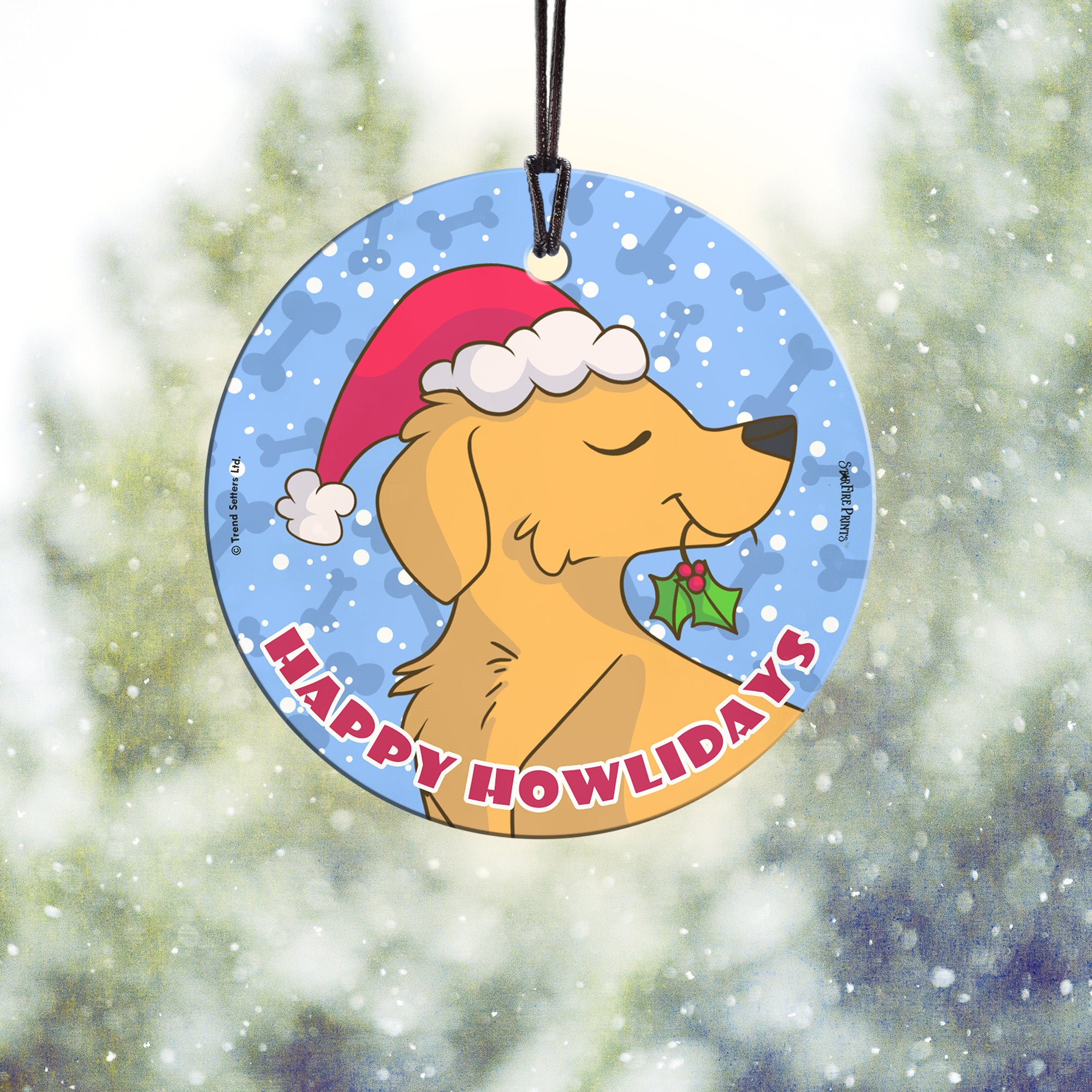 Christmas Collection (Happy Howlidays - Beagle) StarFire Prints™ Hanging Glass Print SPCIR805