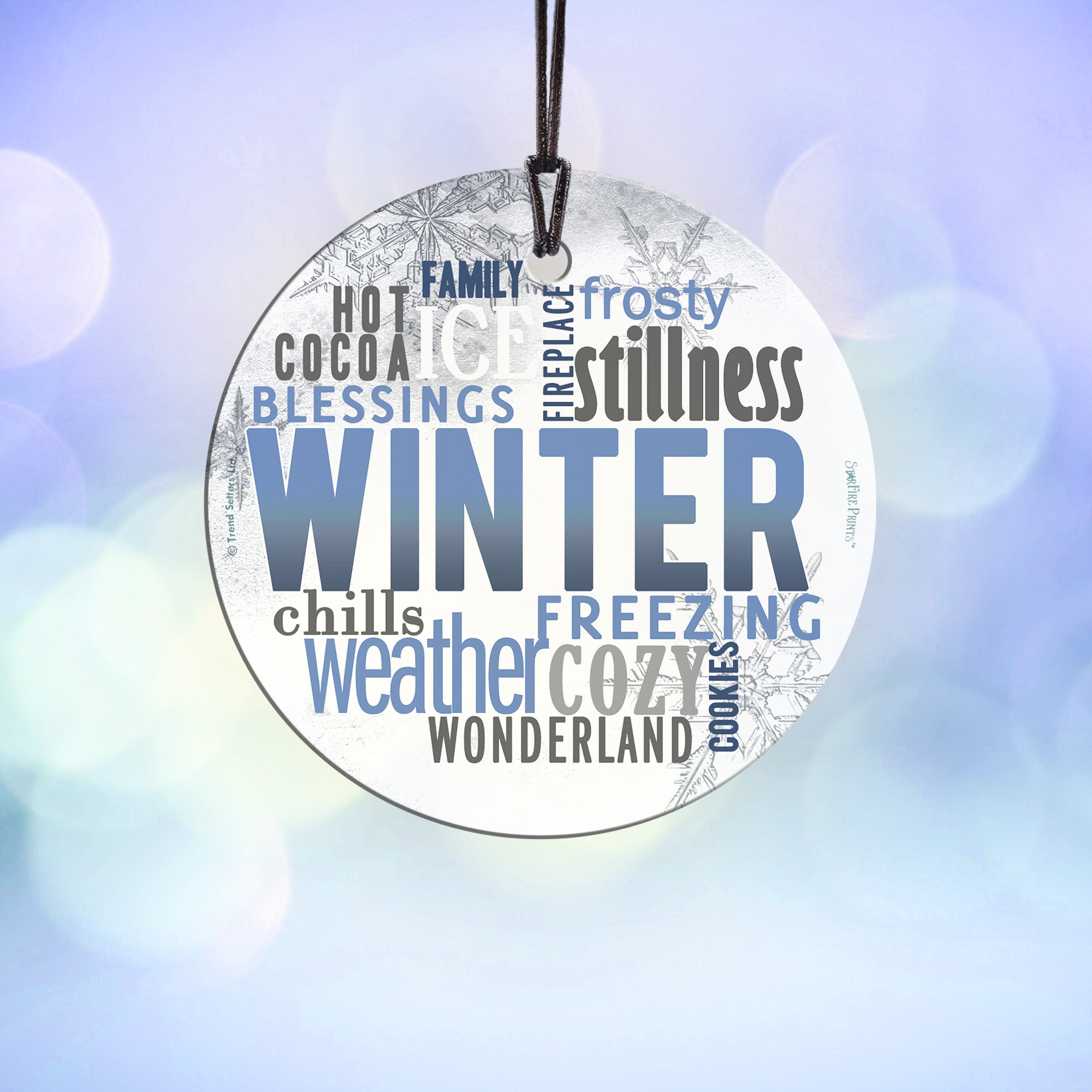 Christmas Collection (Winter Words) StarFire Prints™ Hanging Glass Print SPCIR809