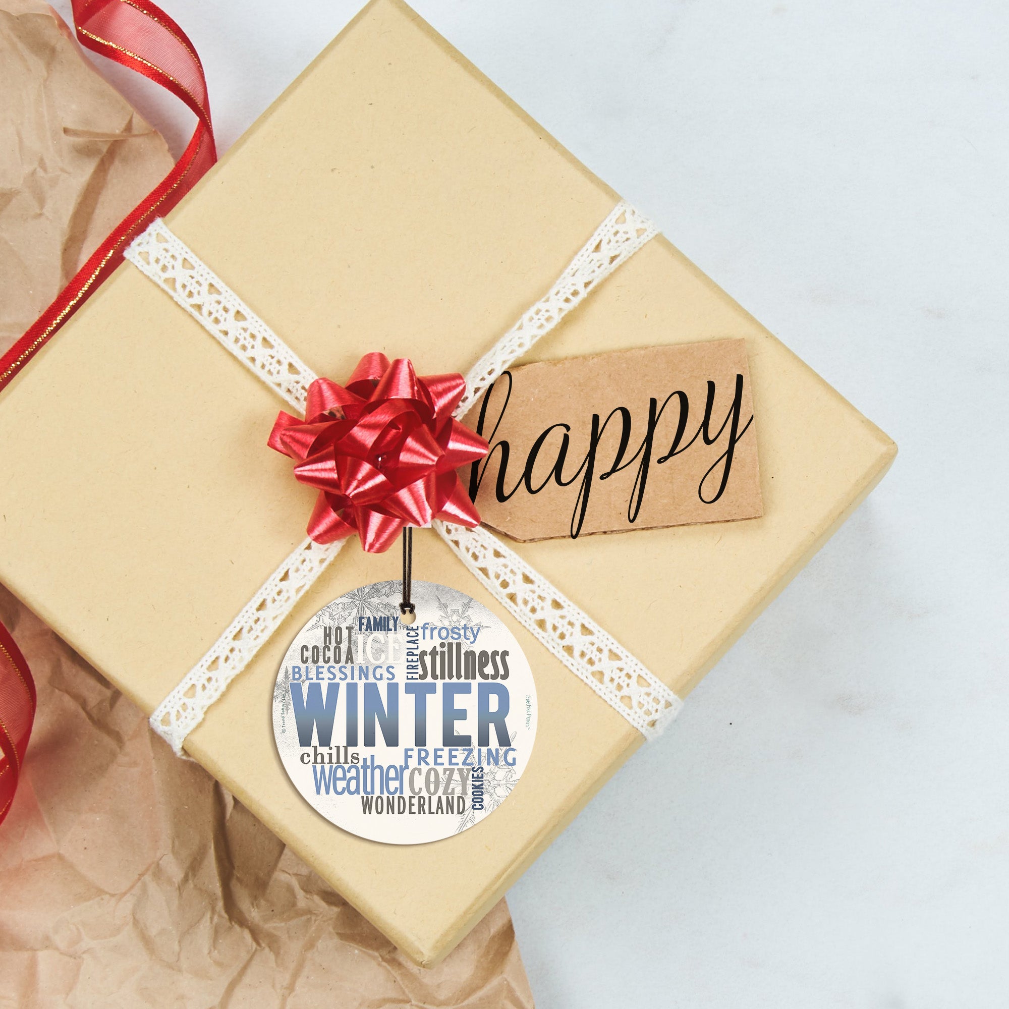 Christmas Collection (Winter Words) StarFire Prints™ Hanging Glass Print SPCIR809