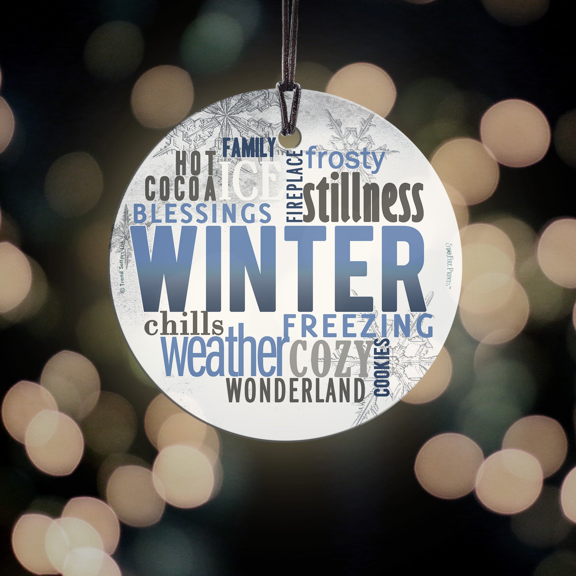 Christmas Collection (Winter Words) StarFire Prints™ Hanging Glass Print SPCIR809
