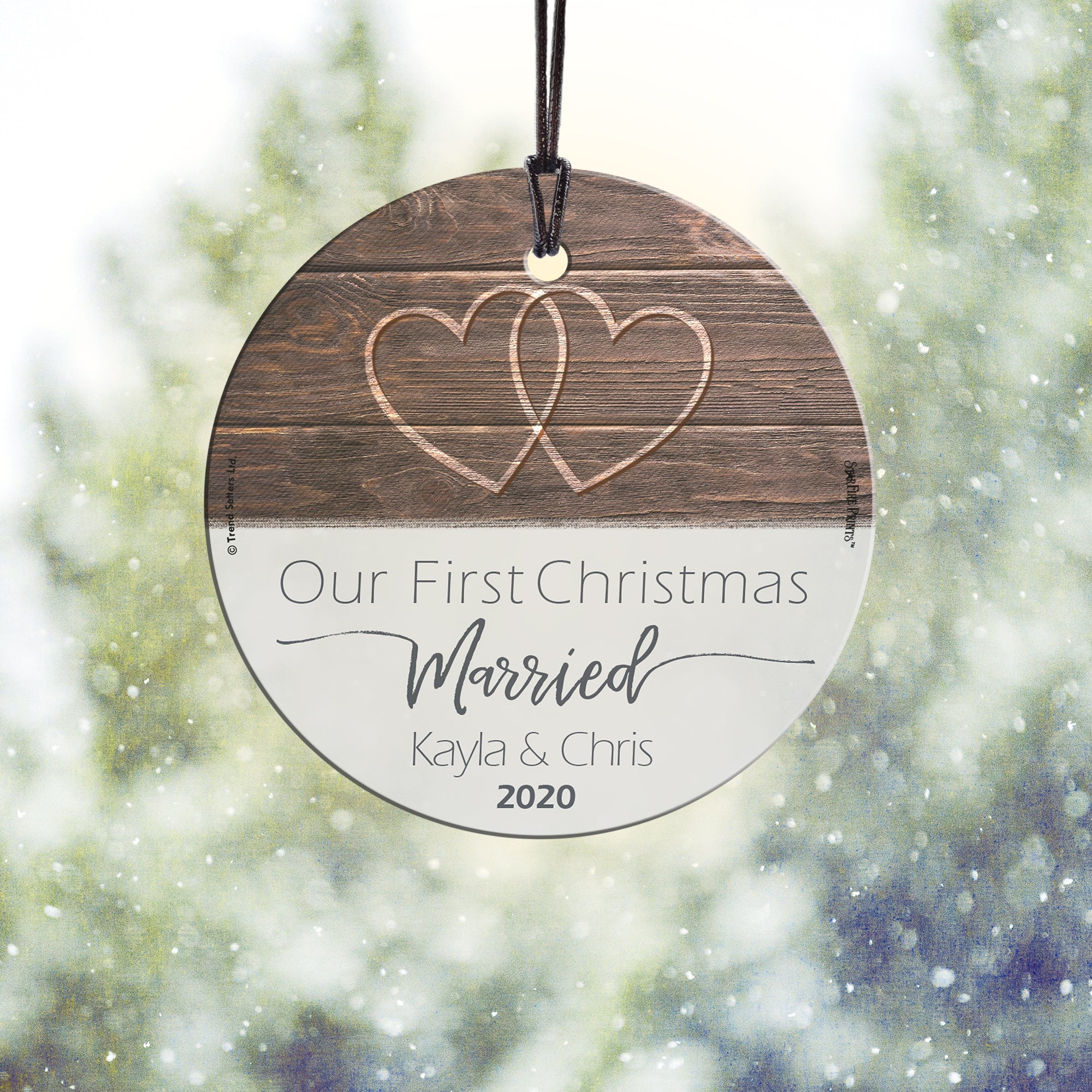 Christmas Collection (First Christmas Married - Personalized) StarFire Prints Hanging Glass Print