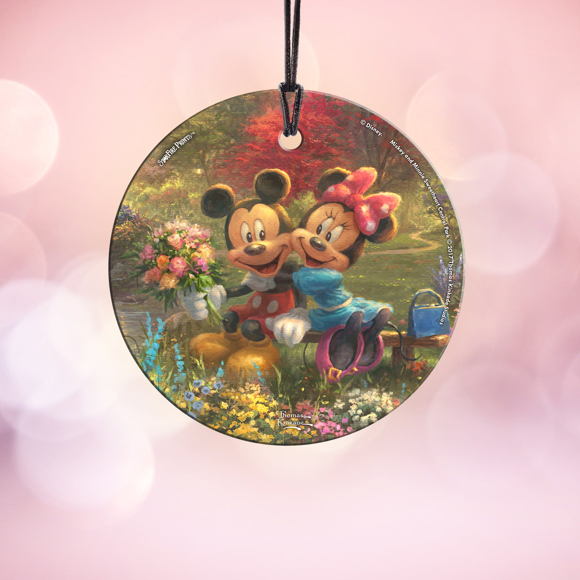 Disney (Mickey and Minnie Sweetheart Central Park) StarFire Prints™ Hanging Glass Print SPCIR838
