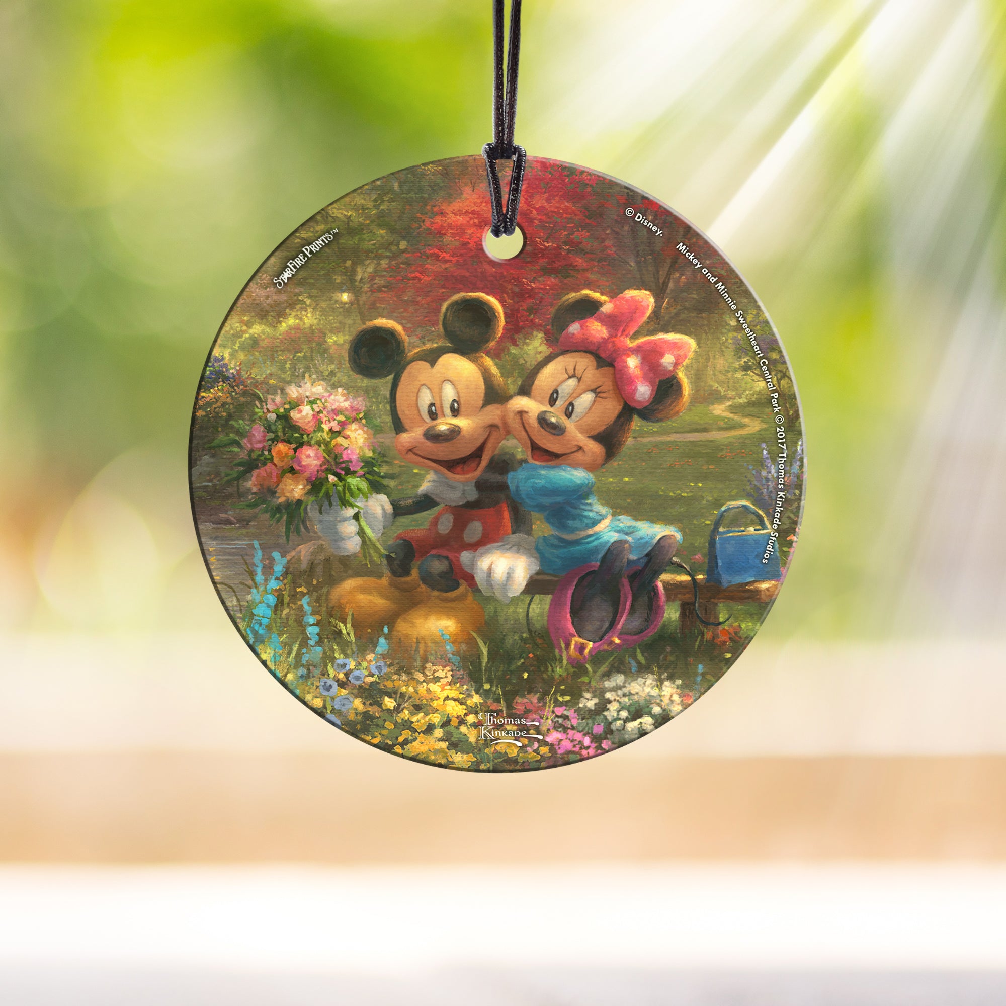 Disney (Mickey and Minnie Sweetheart Central Park) StarFire Prints™ Hanging Glass Print SPCIR838