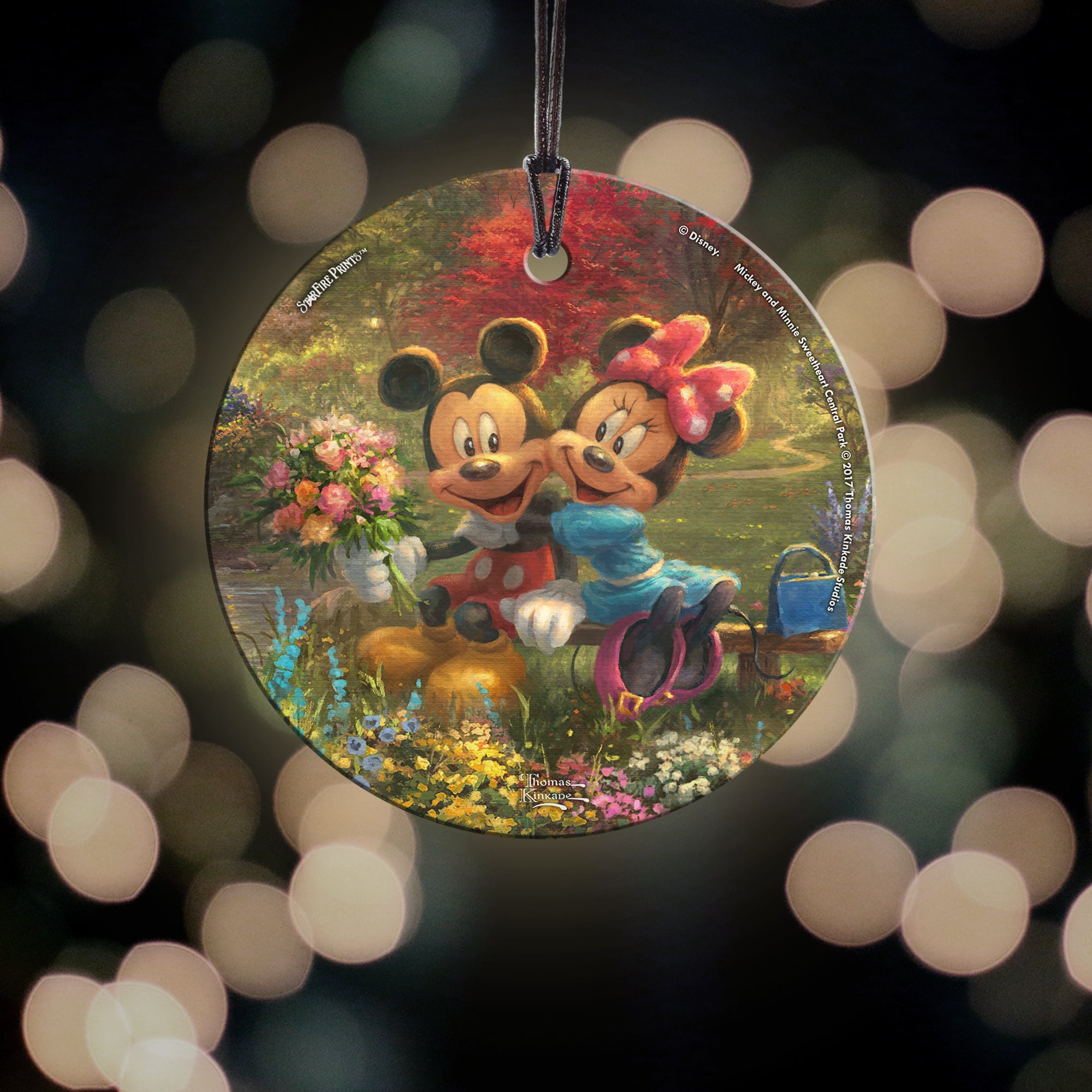 Disney (Mickey and Minnie Sweetheart Central Park) StarFire Prints™ Hanging Glass Print SPCIR838