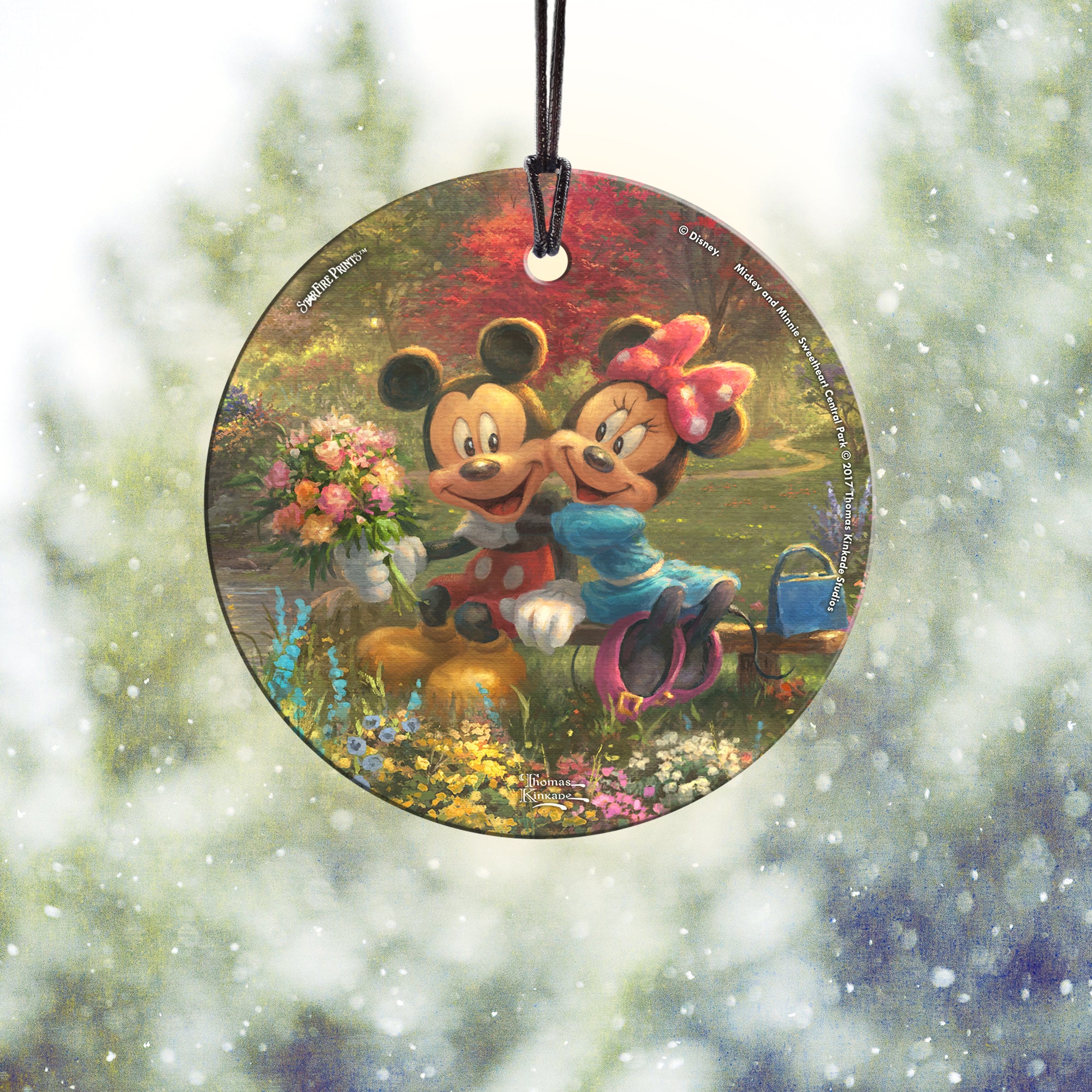 Disney (Mickey and Minnie Sweetheart Central Park) StarFire Prints™ Hanging Glass Print SPCIR838