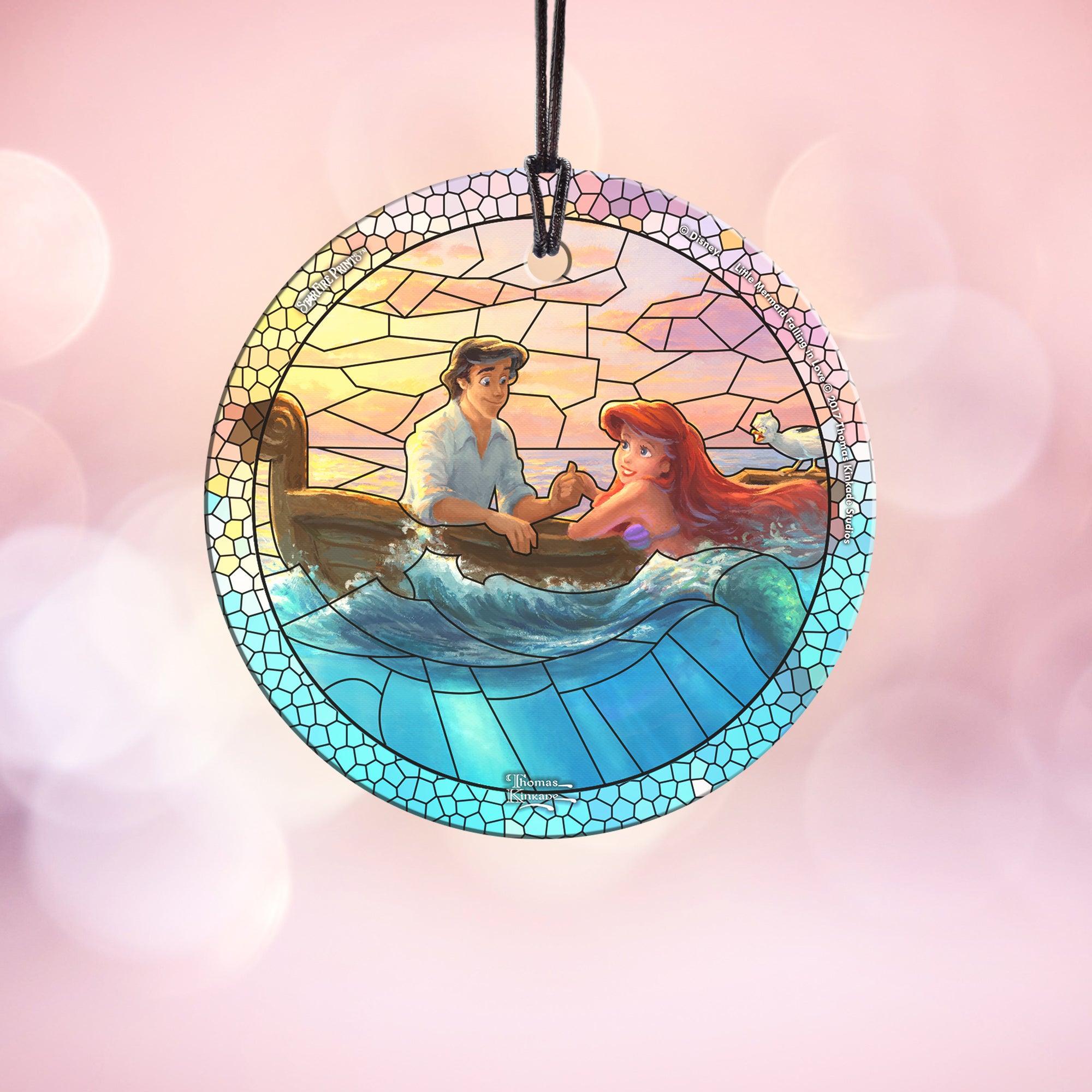 Disney (Little Mermaid Falling in Love - Stained Glass) StarFire Prints™ Hanging Glass Print SPCIR843