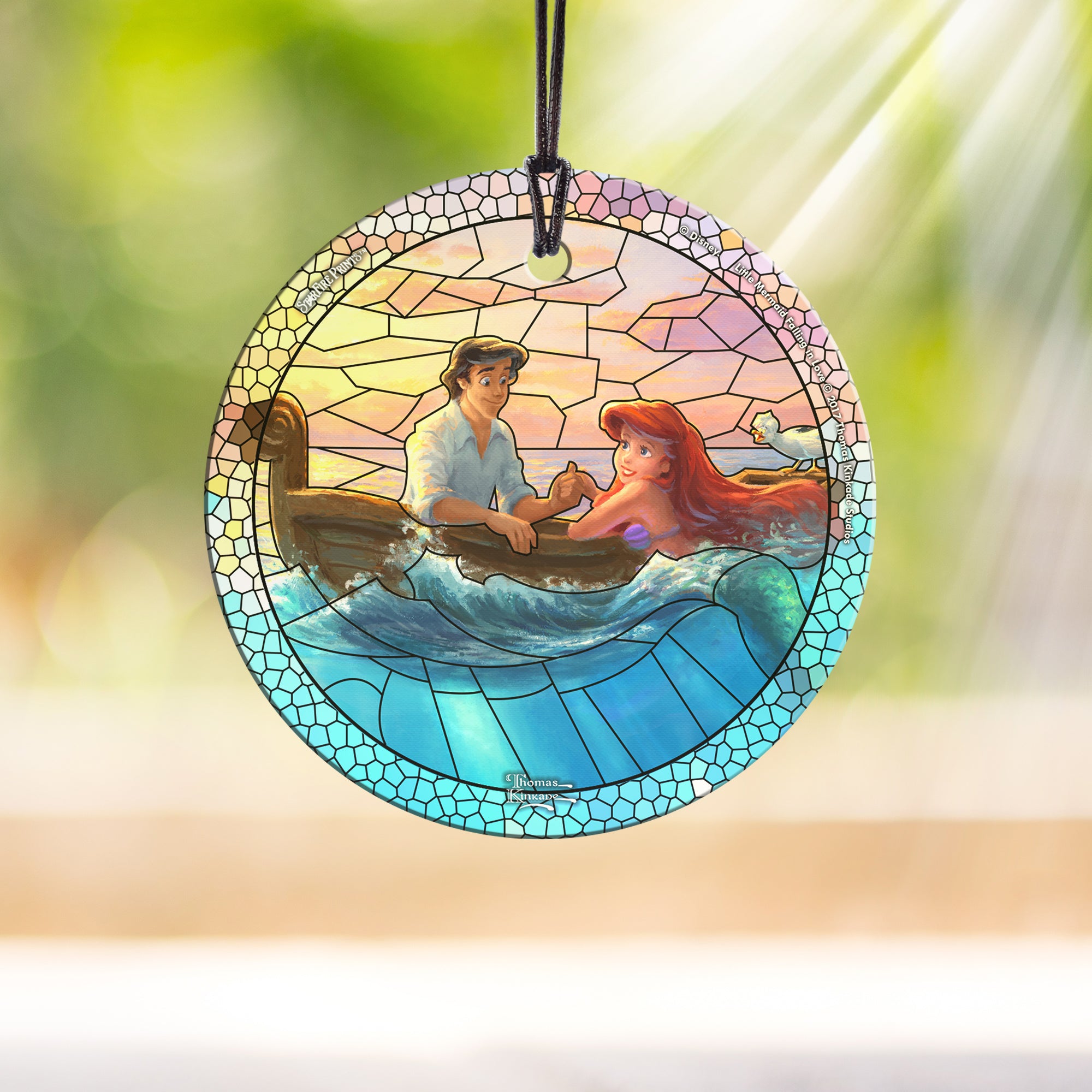 Disney (Little Mermaid Falling in Love - Stained Glass) StarFire Prints™ Hanging Glass Print SPCIR843
