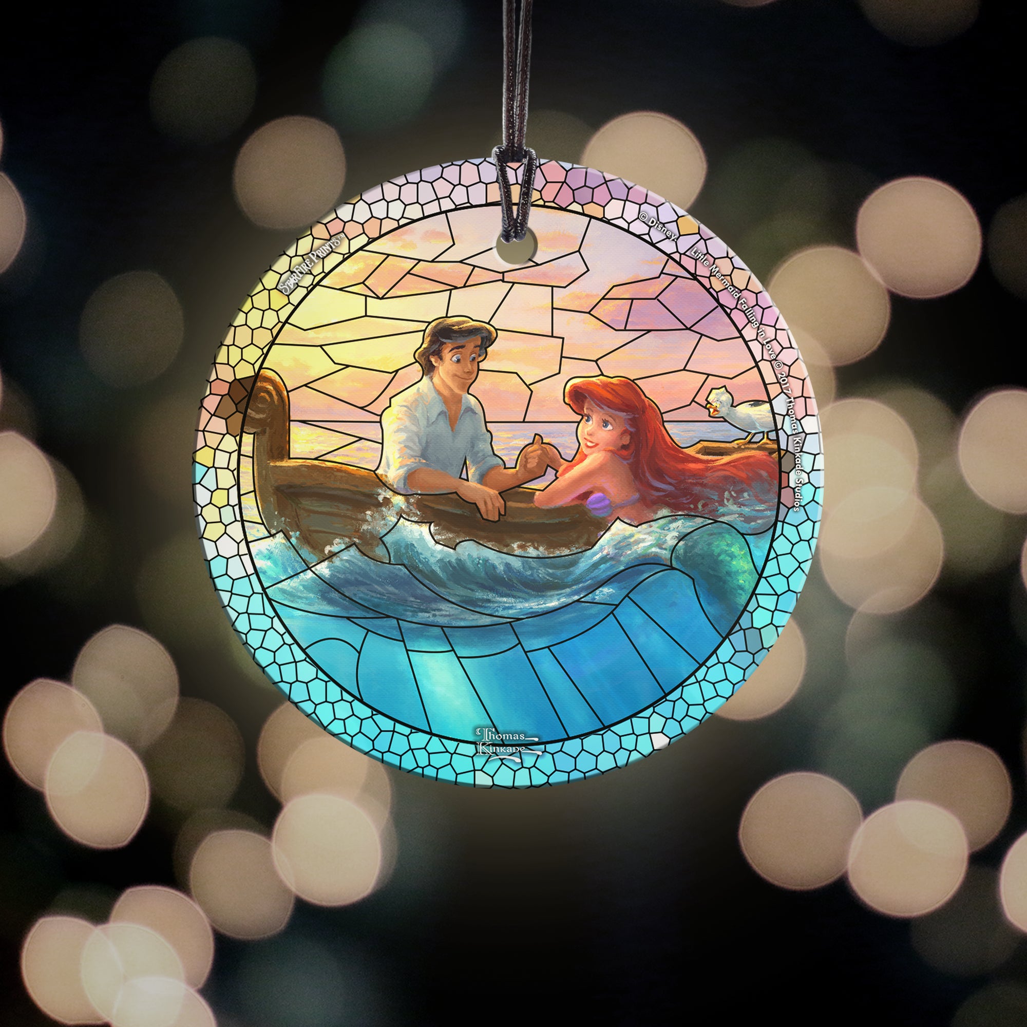 Disney (Little Mermaid Falling in Love - Stained Glass) StarFire Prints™ Hanging Glass Print SPCIR843
