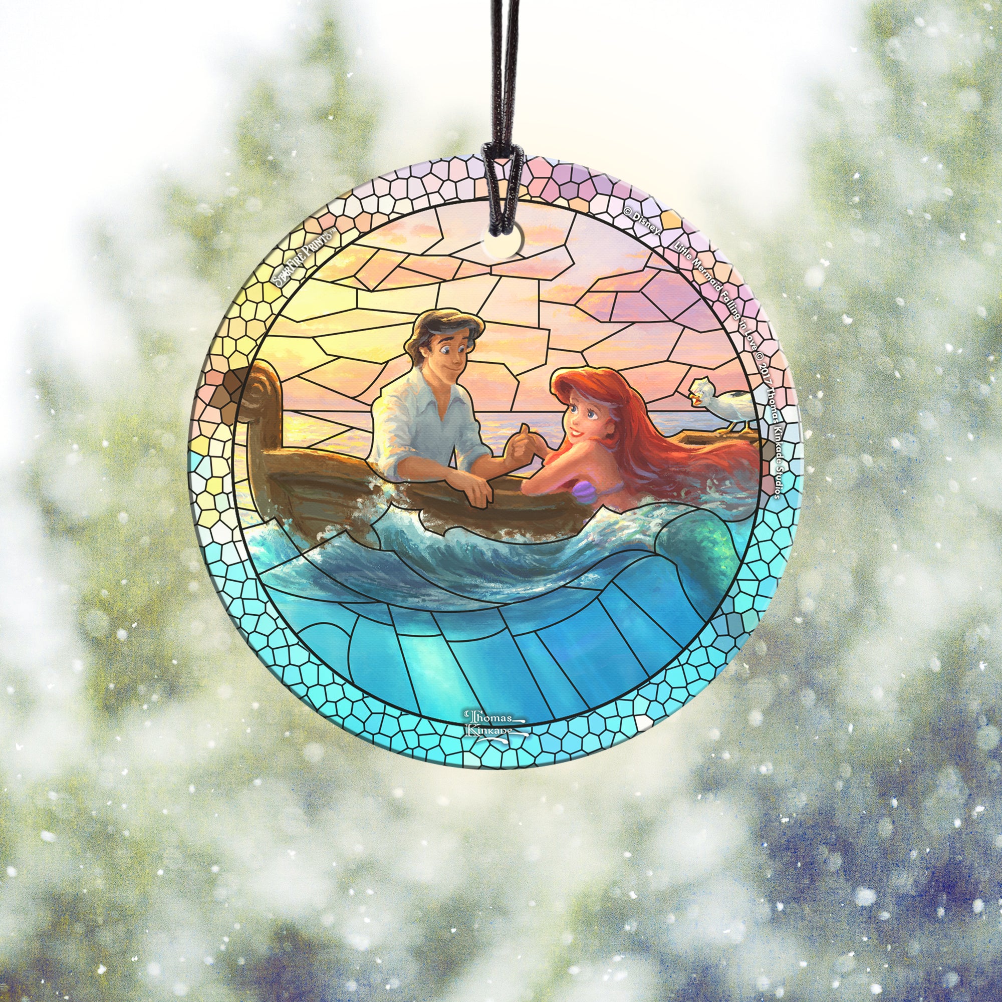 Disney (Little Mermaid Falling in Love - Stained Glass) StarFire Prints™ Hanging Glass Print SPCIR843