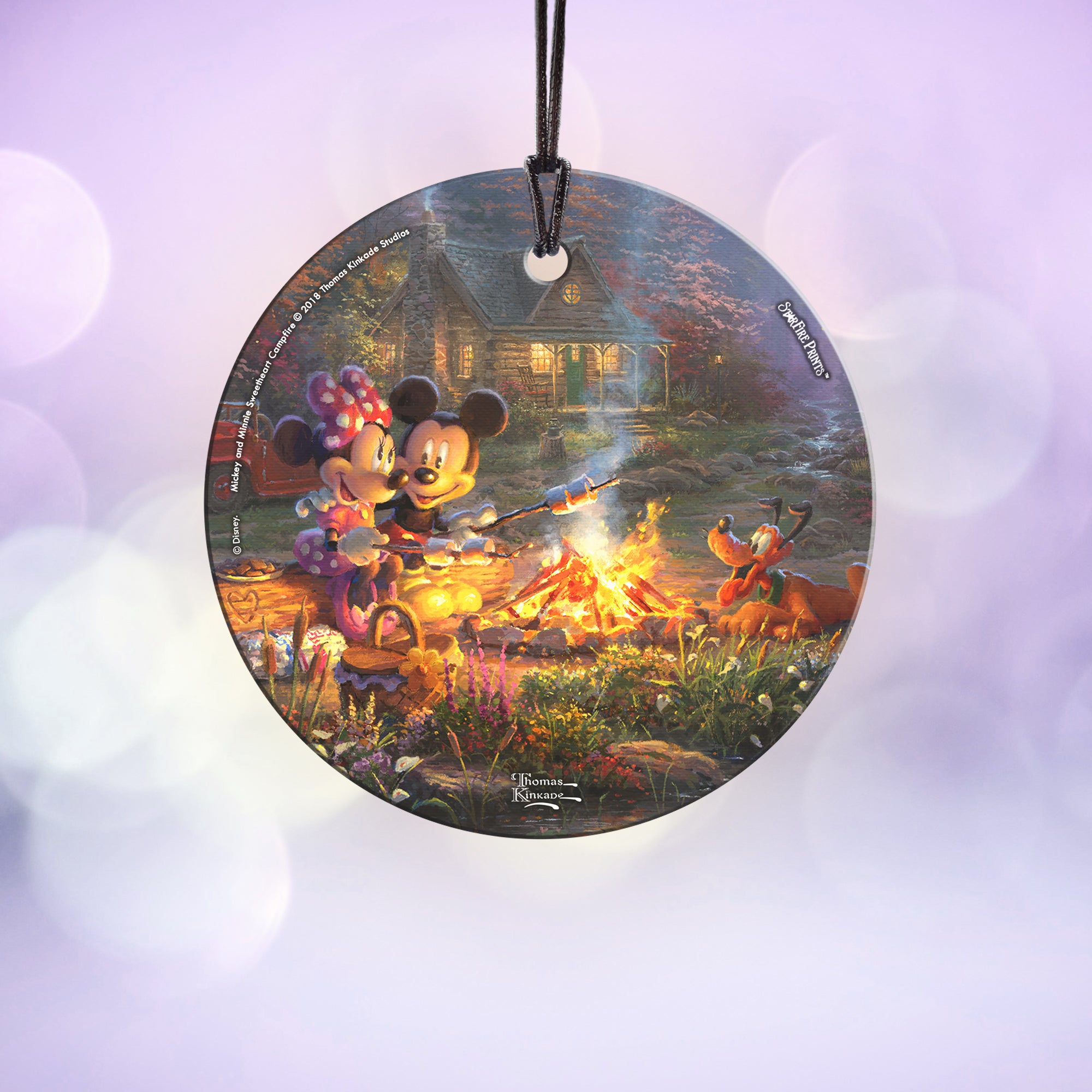 Disney (Mickey and Minnie Sweetheart Campfire) StarFire Prints™ Hanging Glass Print SPCIR868