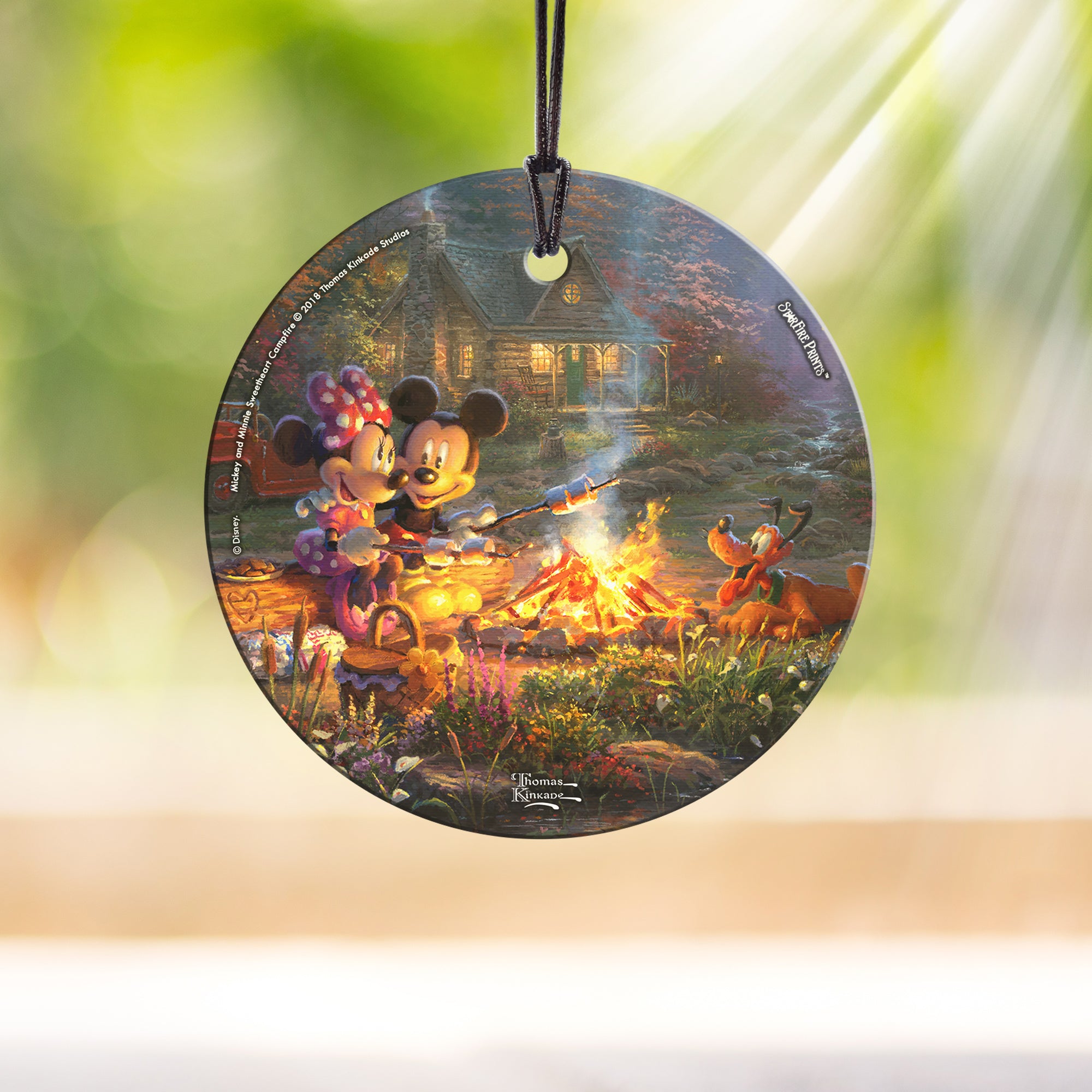 Disney (Mickey and Minnie Sweetheart Campfire) StarFire Prints™ Hanging Glass Print SPCIR868