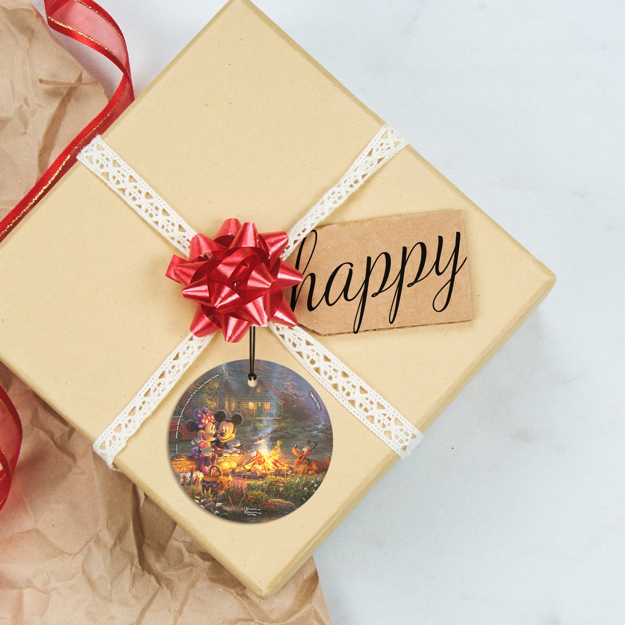 Disney (Mickey and Minnie Sweetheart Campfire) StarFire Prints™ Hanging Glass Print SPCIR868